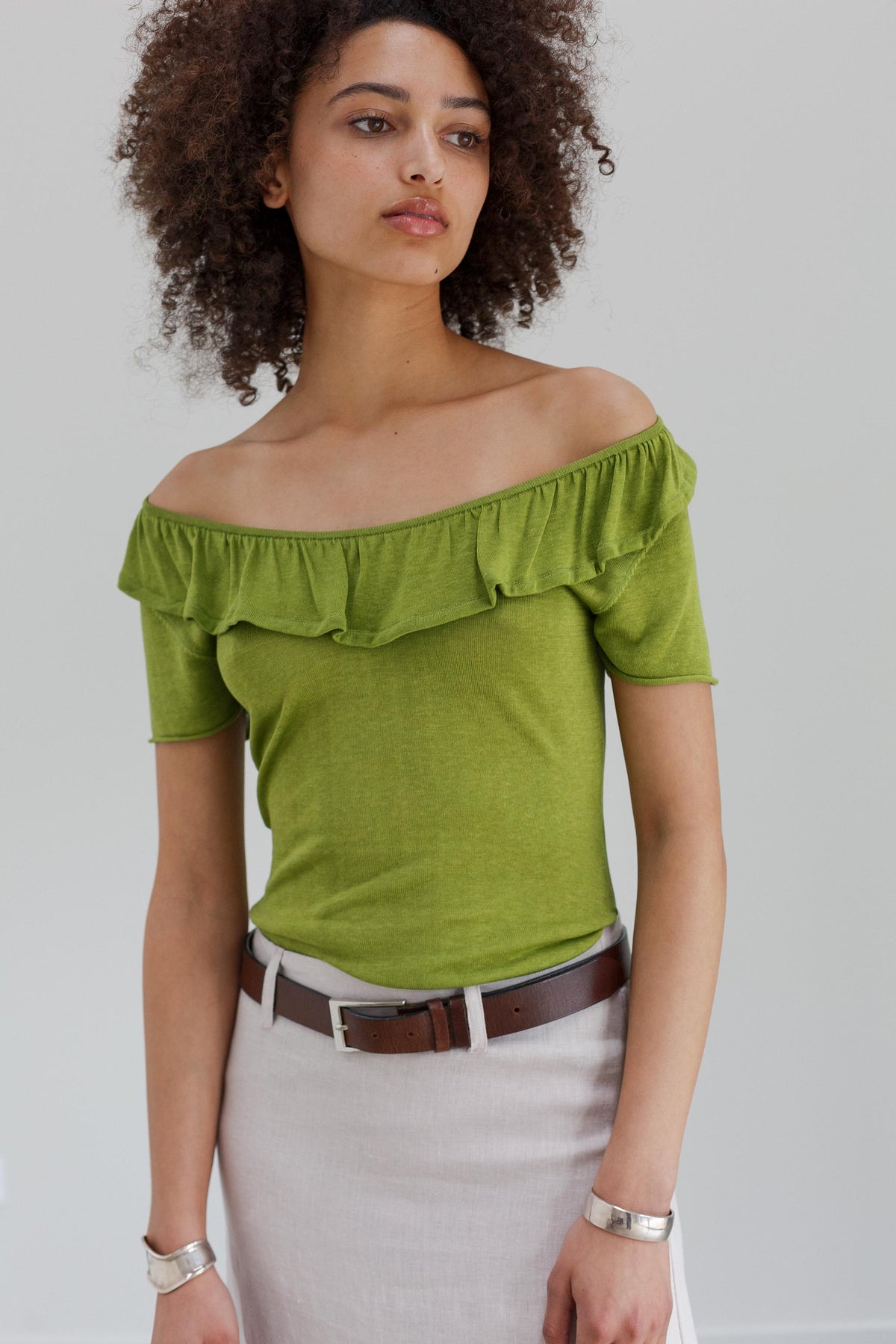 Flower Silk Top - Mantis
