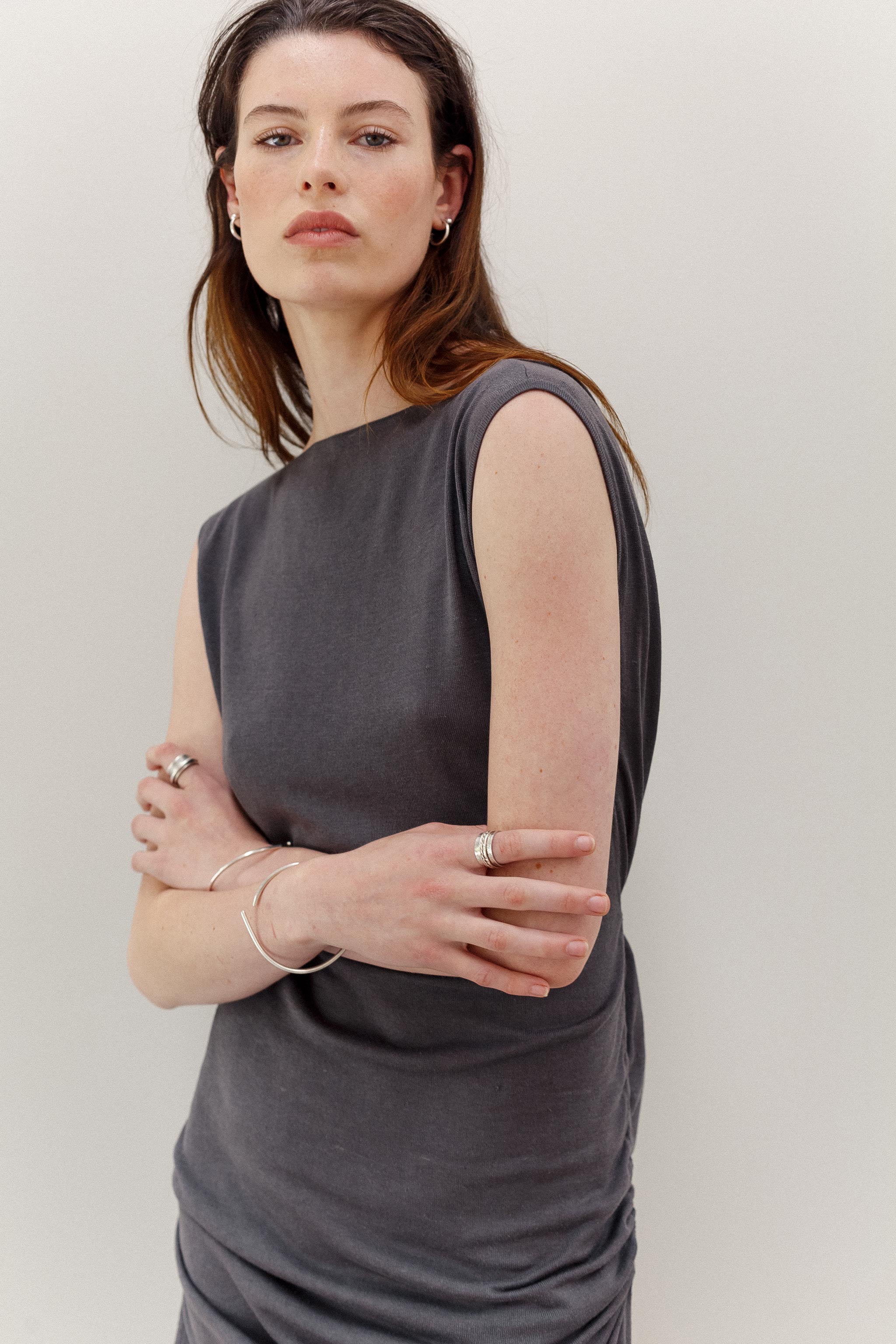 Peace Lily Silk Cotton Dress - Riverstone