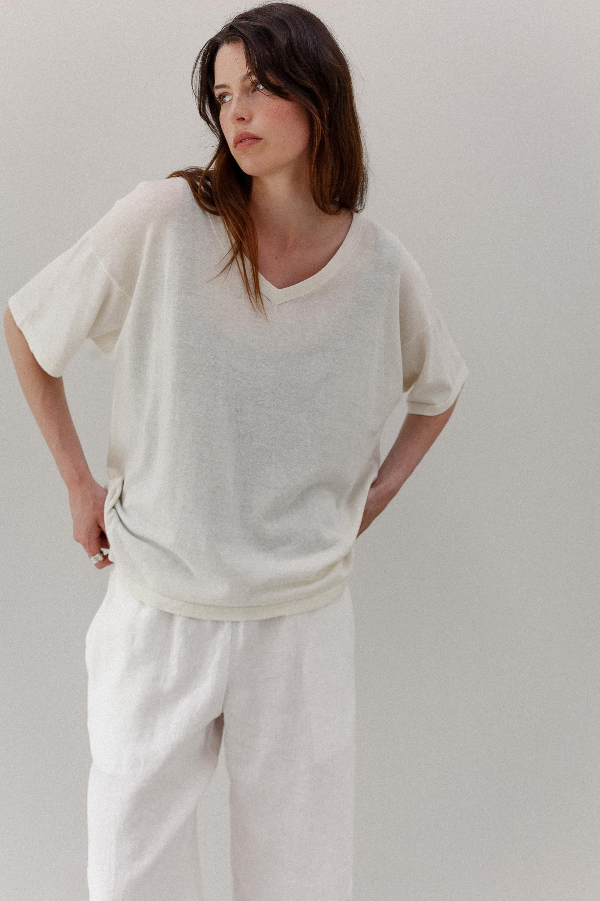 Kind Hemp Embroidery Tee - Blanc