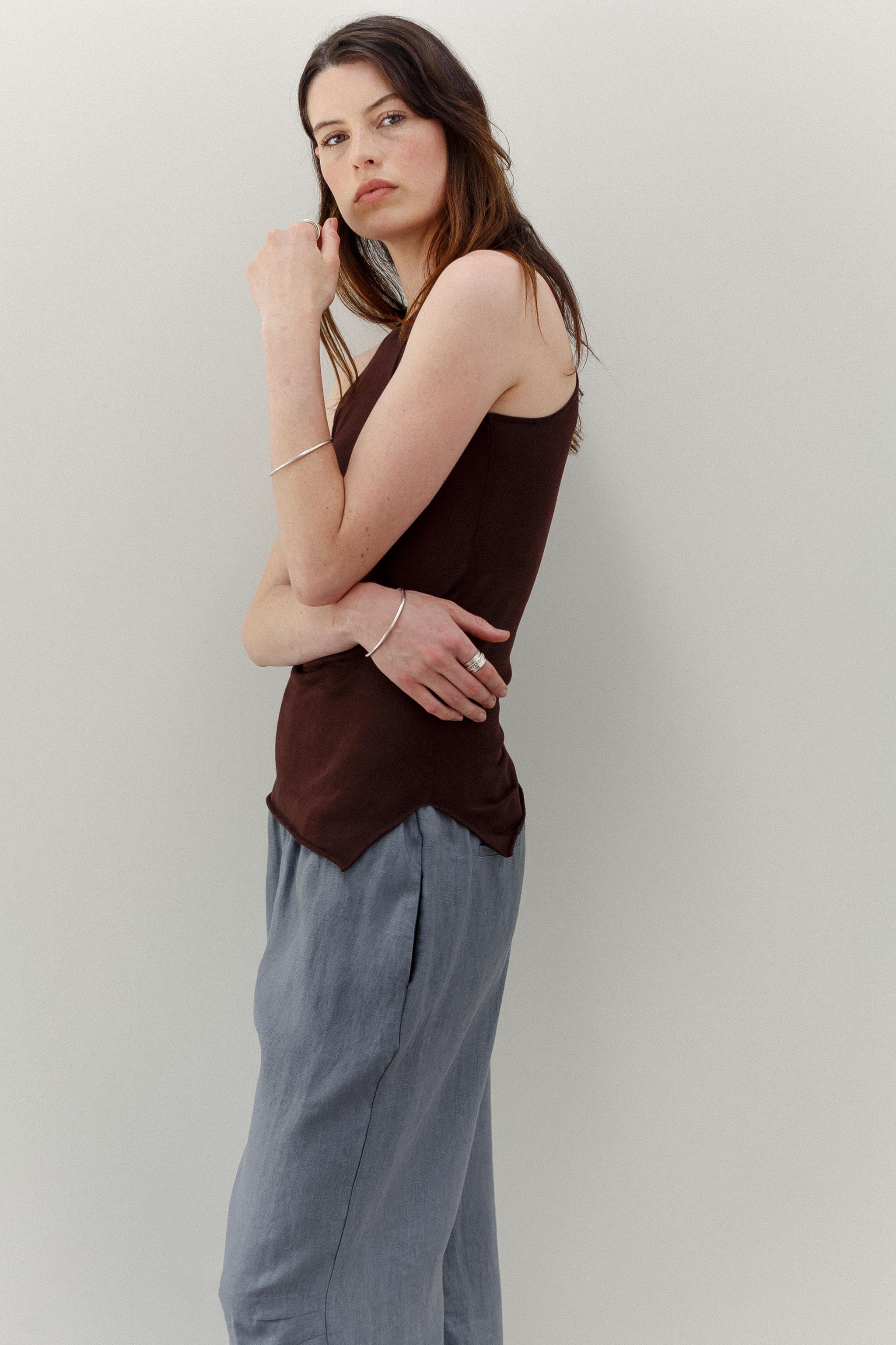 Tama Silk Cotton Tank - Cacao