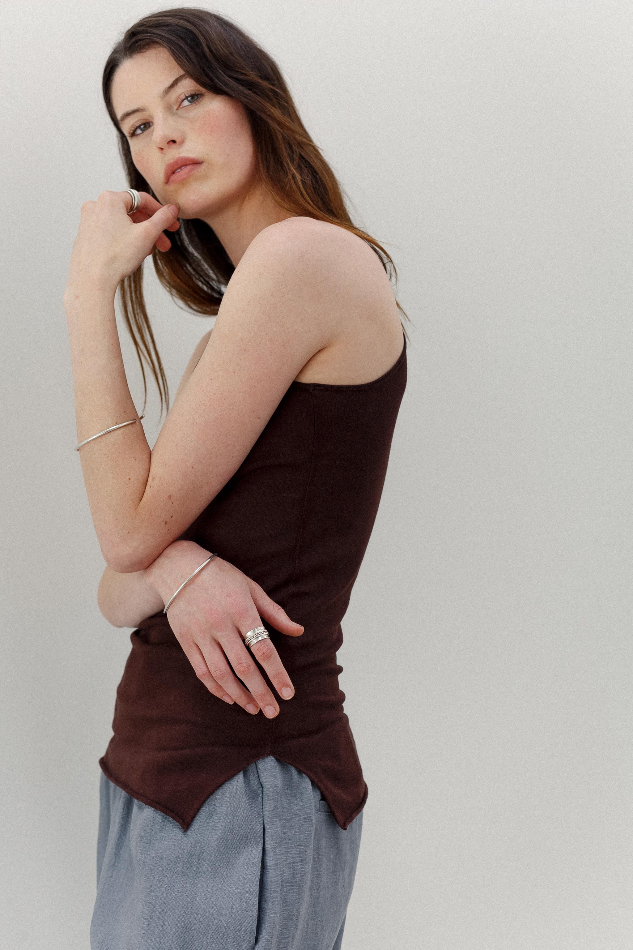 Tama Silk Cotton Tank - Cacao