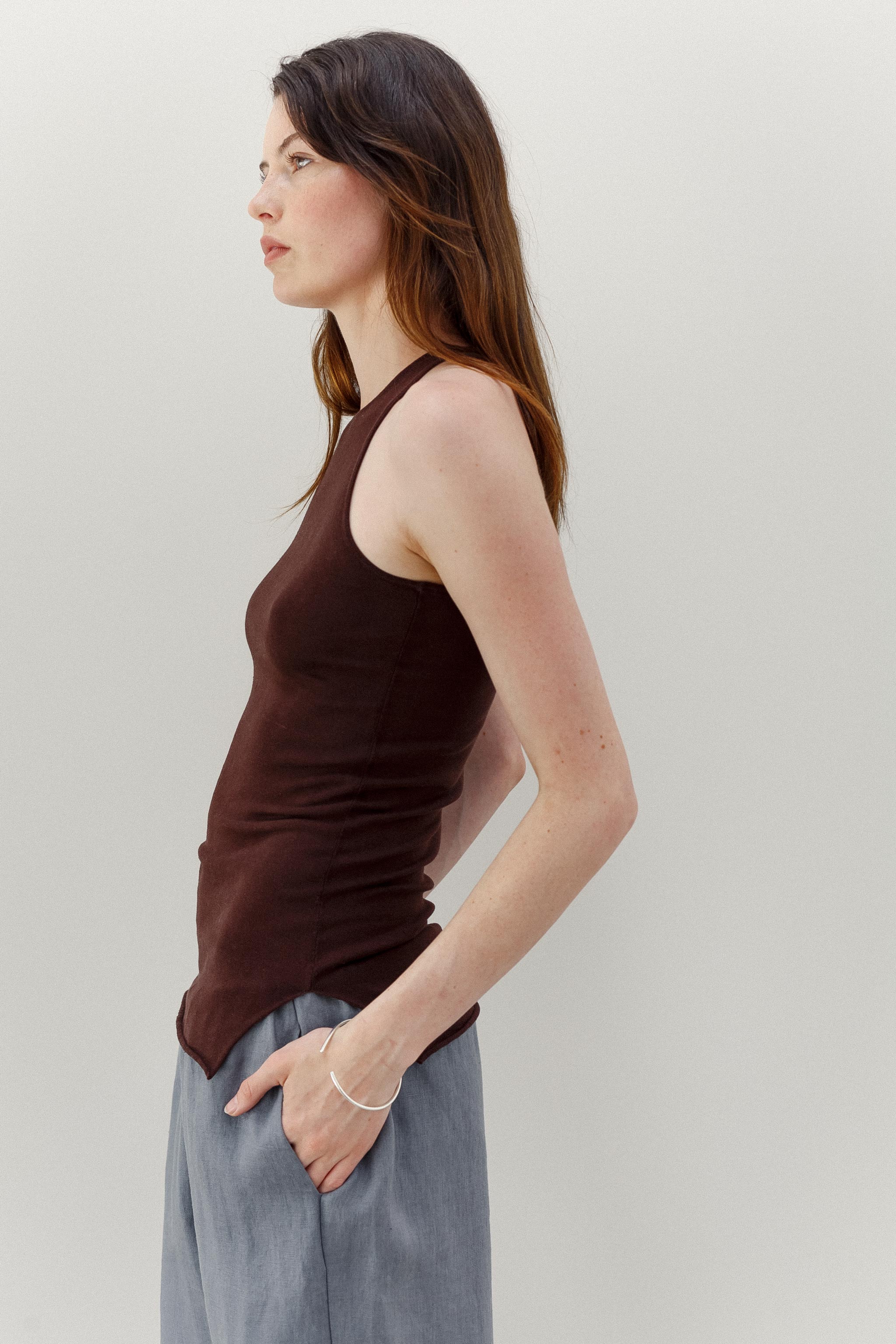 Tama Silk Cotton Tank - Cacao