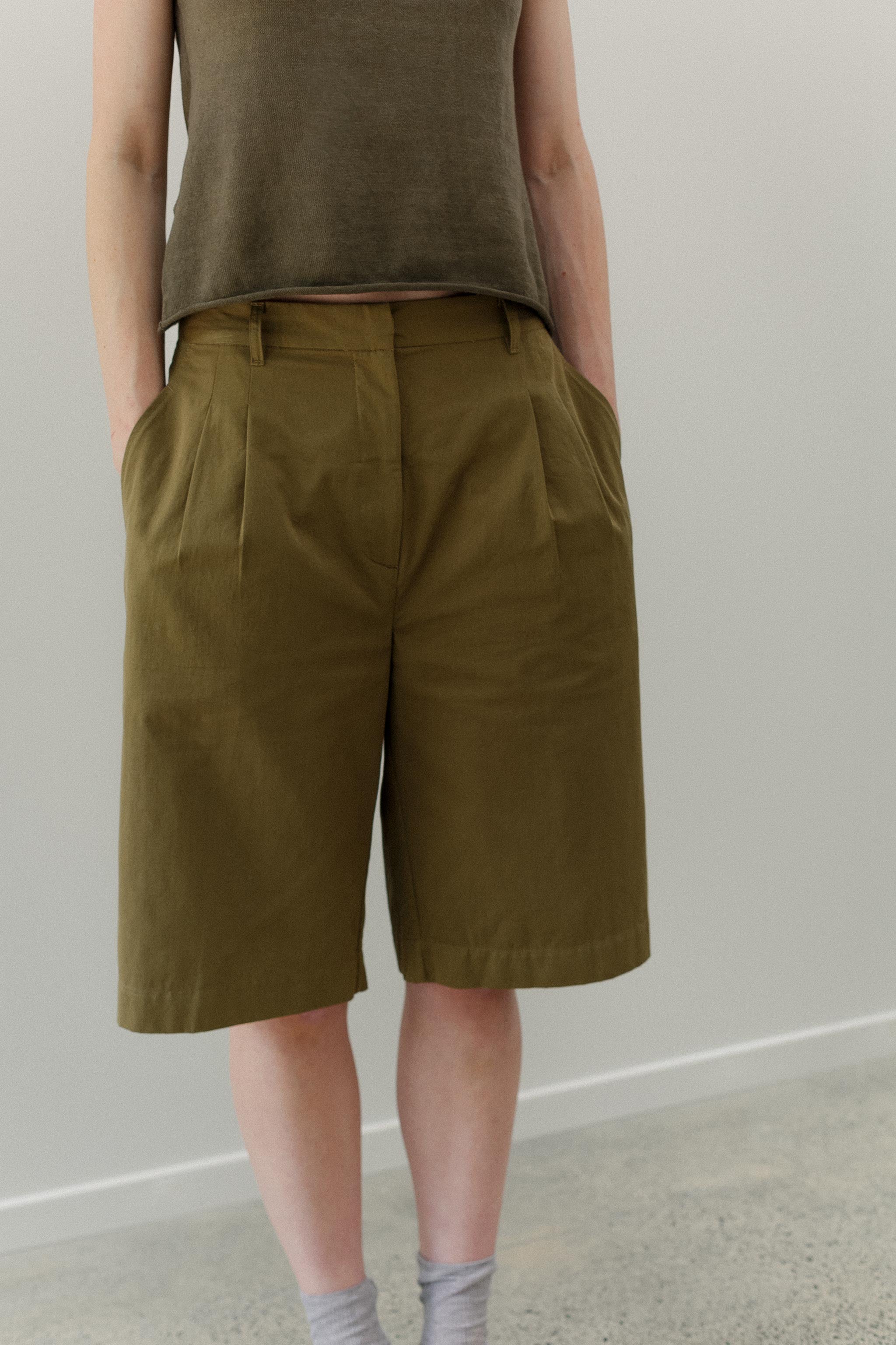 Maverick Cotton Shorts - Green Tea