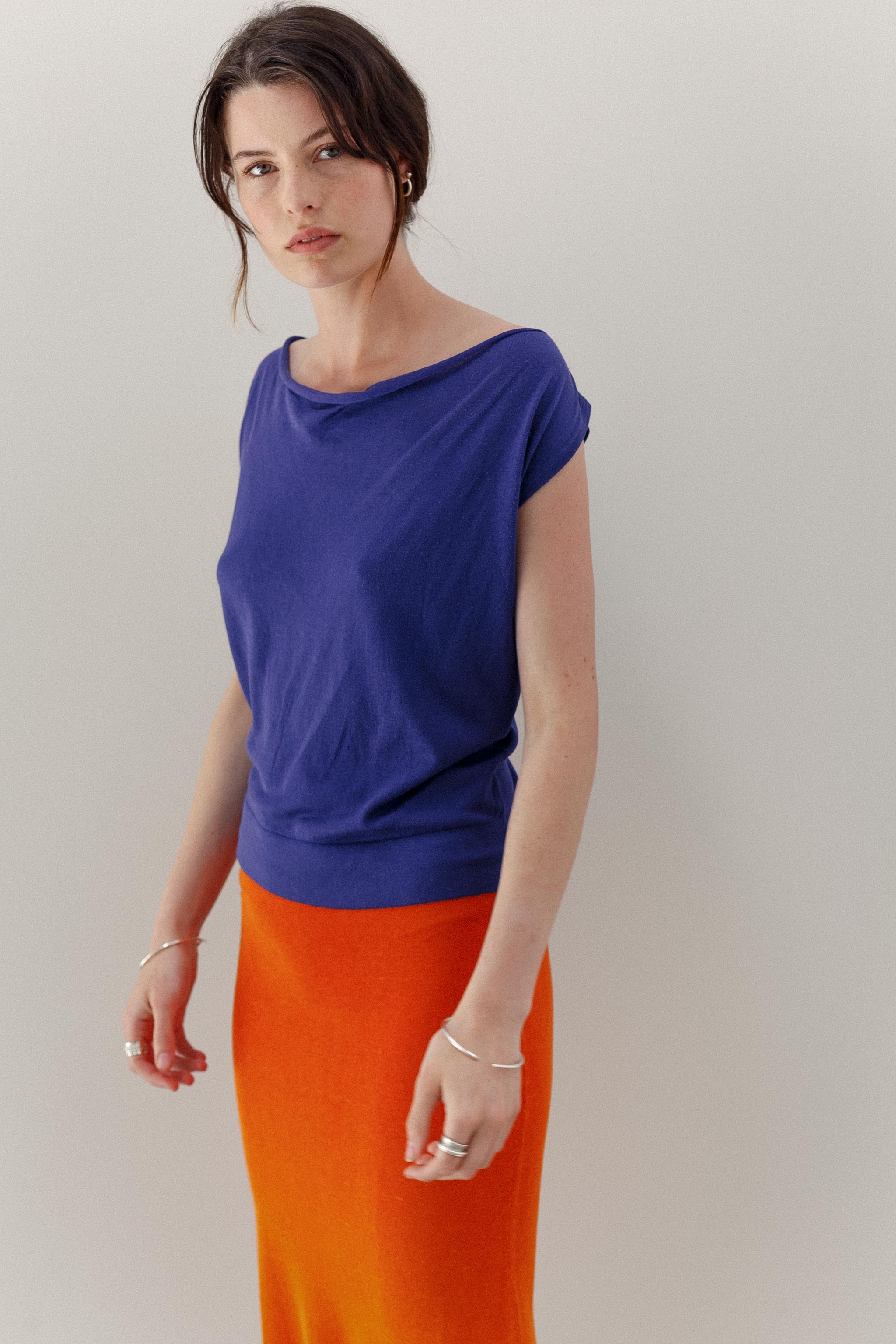 Peace Lily Silk Cotton Top - Royal Purple