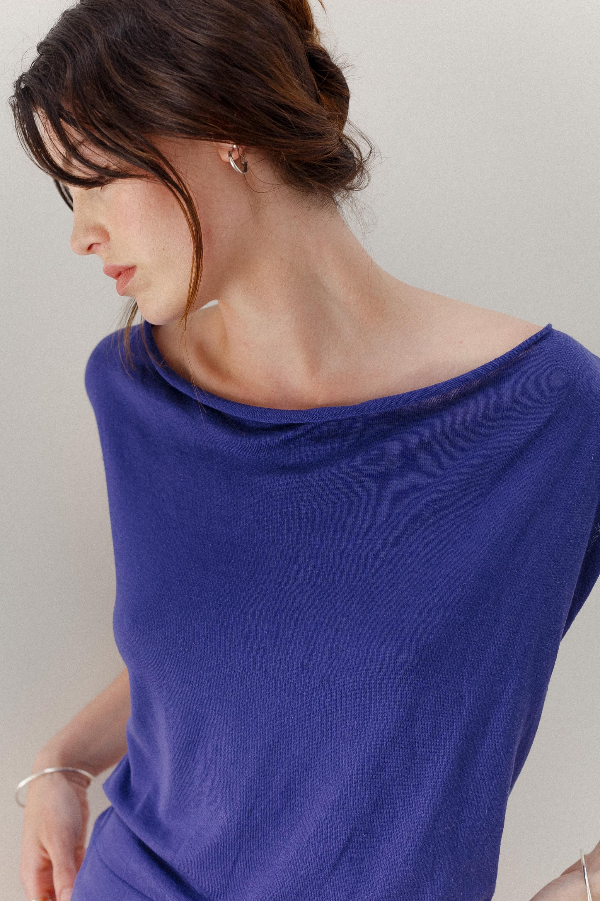 Peace Lily Silk Cotton Top - Royal Purple