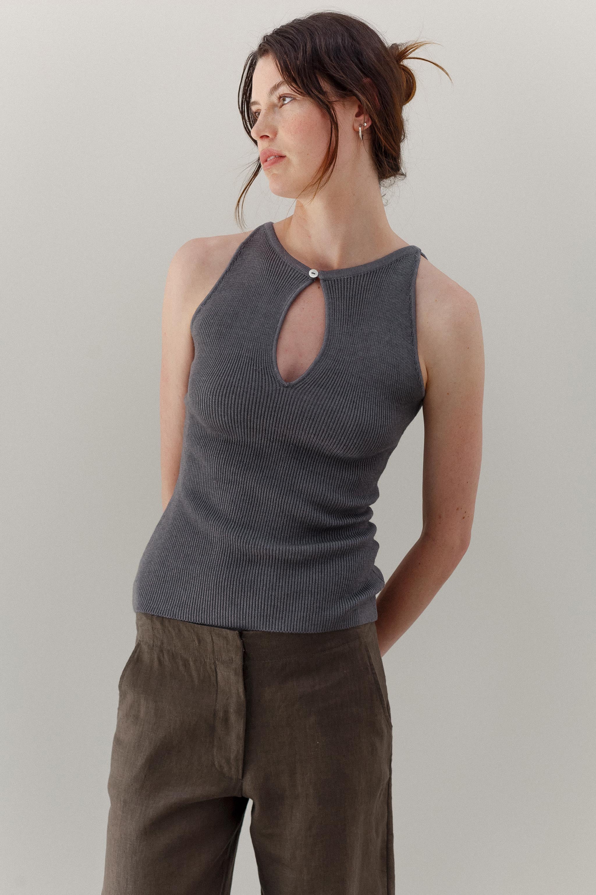 Belladonna Silk Cashmere Top - Pewter