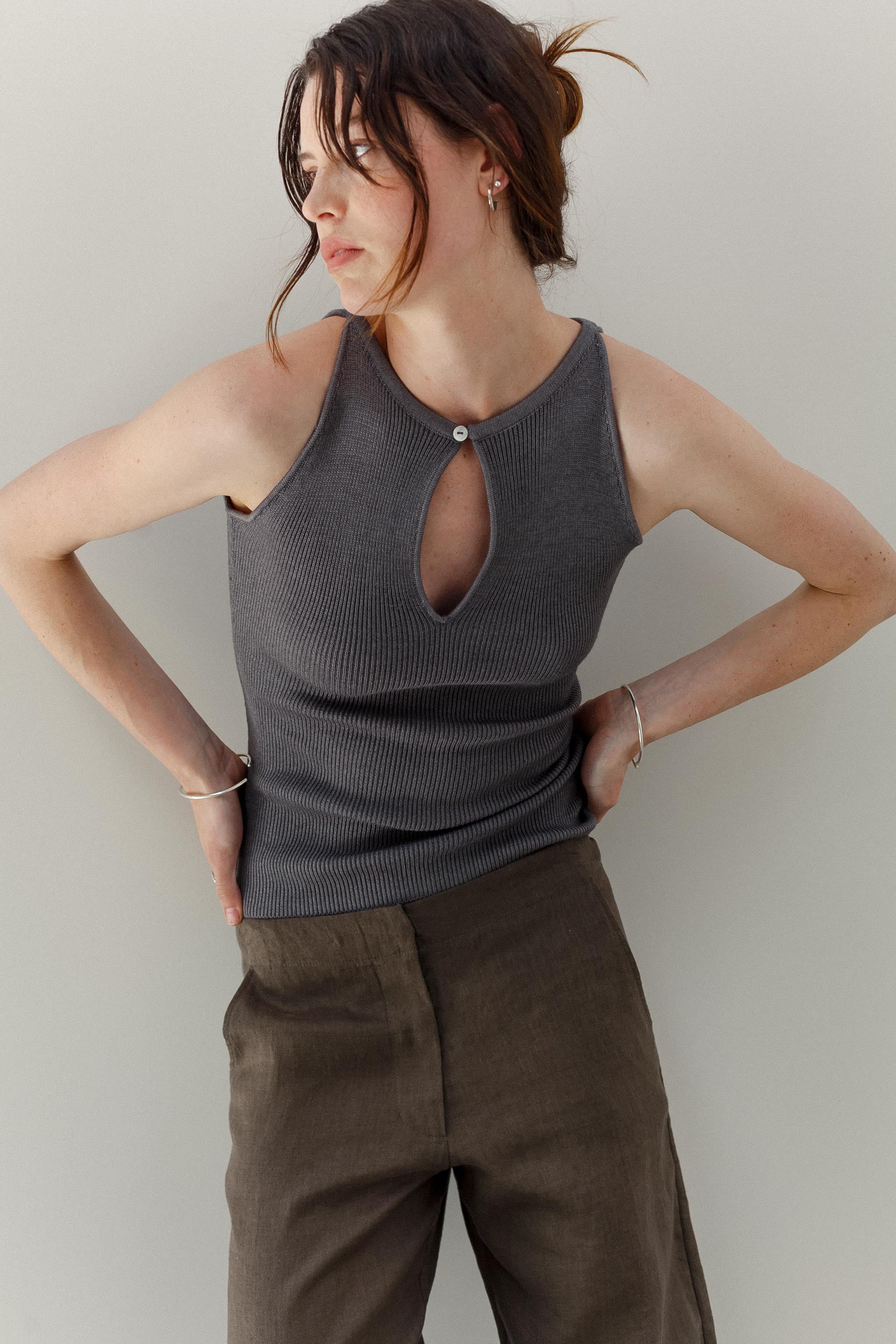Belladonna Silk Cashmere Top - Pewter