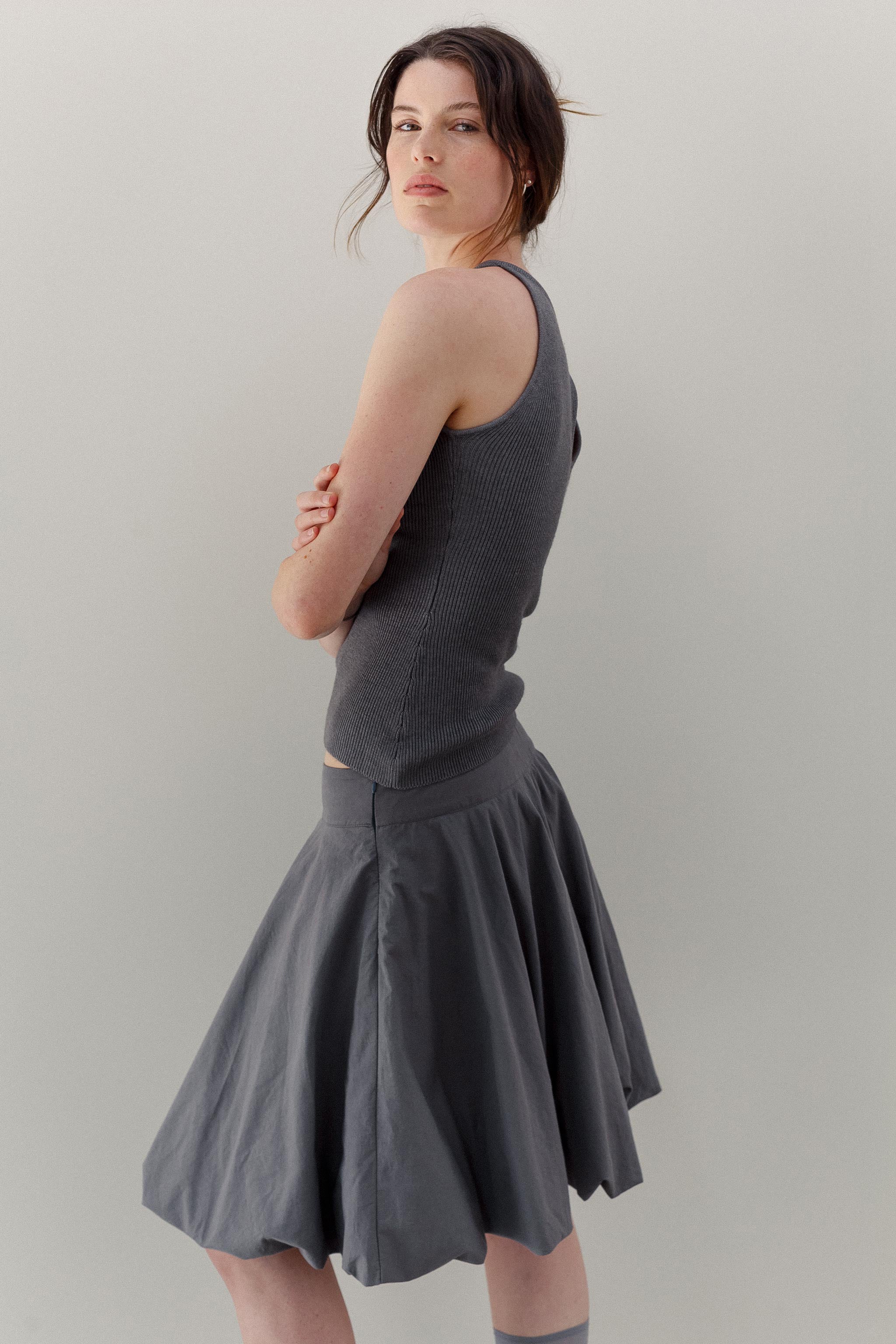 Bodi Ra Cotton Skirt - Pewter