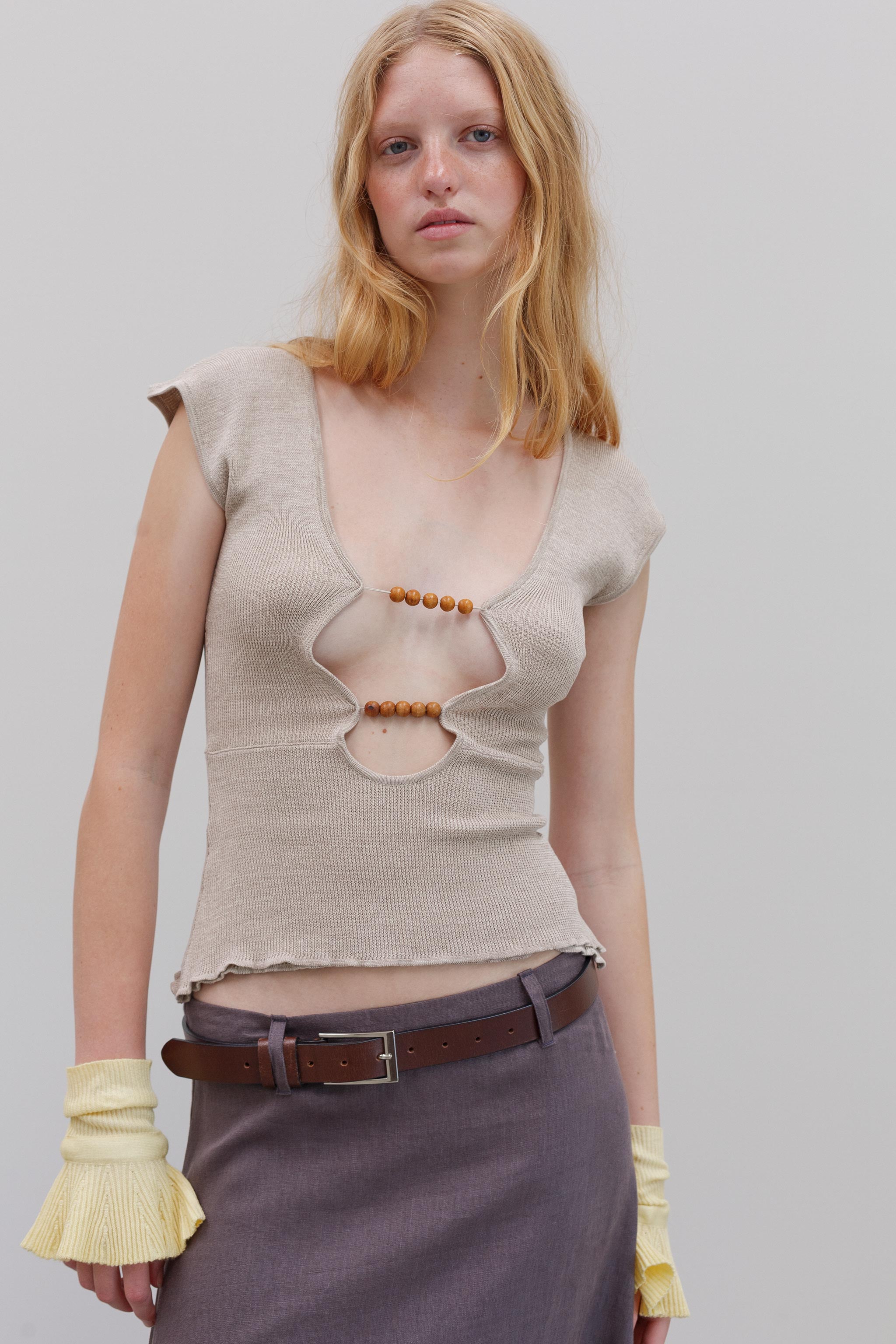 Wha Silk Top - Sand Marl