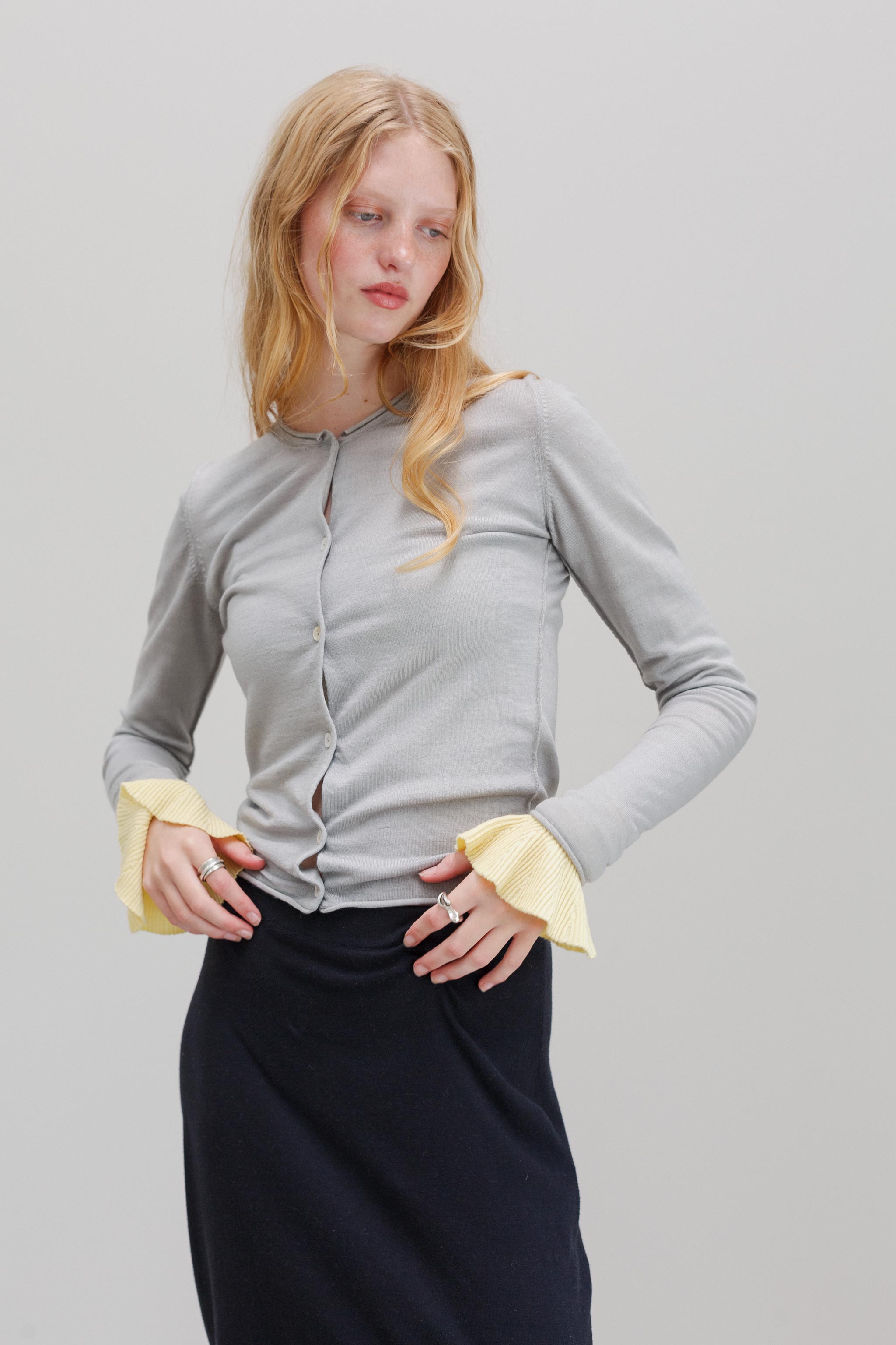 Chimes Merino Cardigan - Pearl Grey