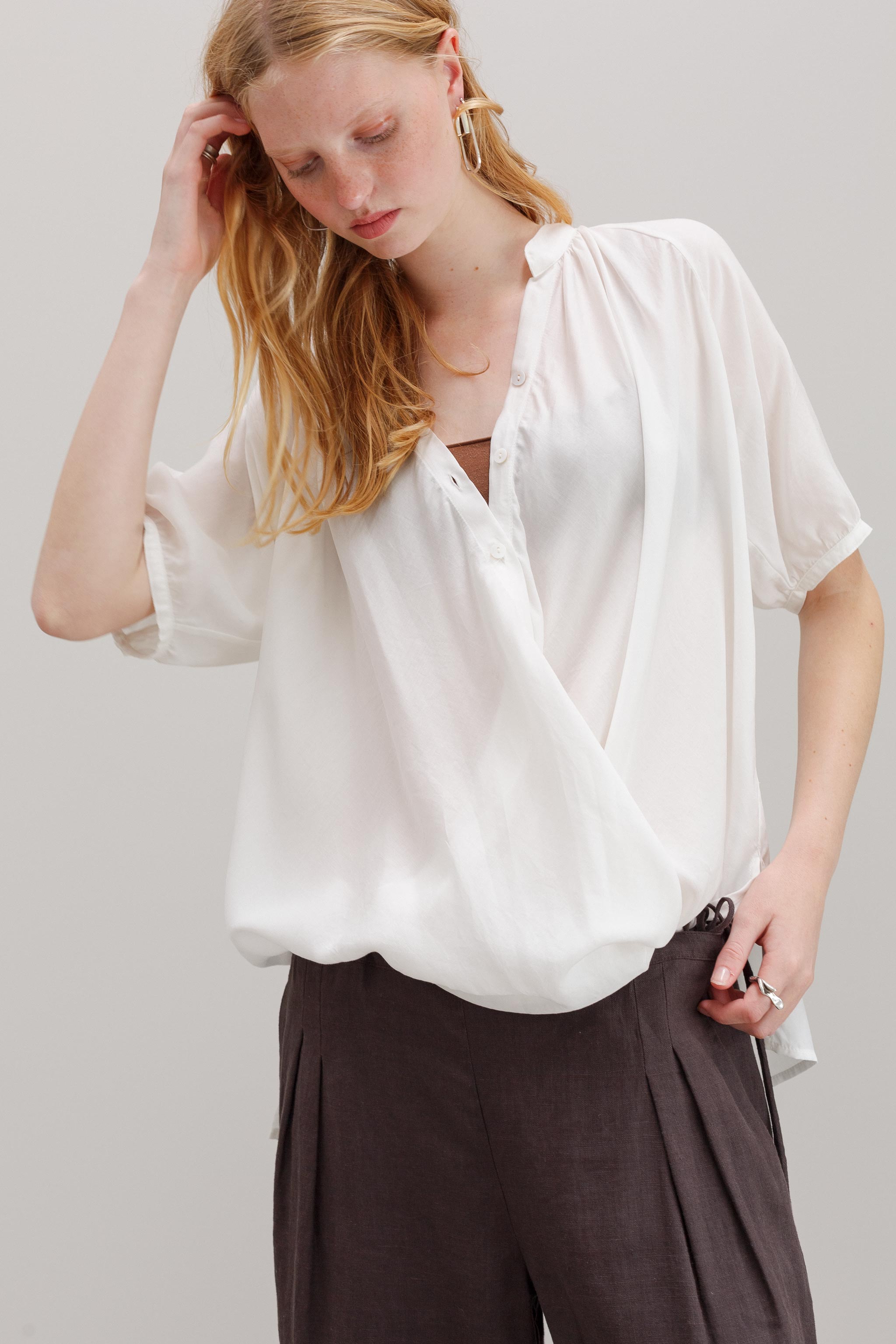 Rose Petal Tencel Blouse - White
