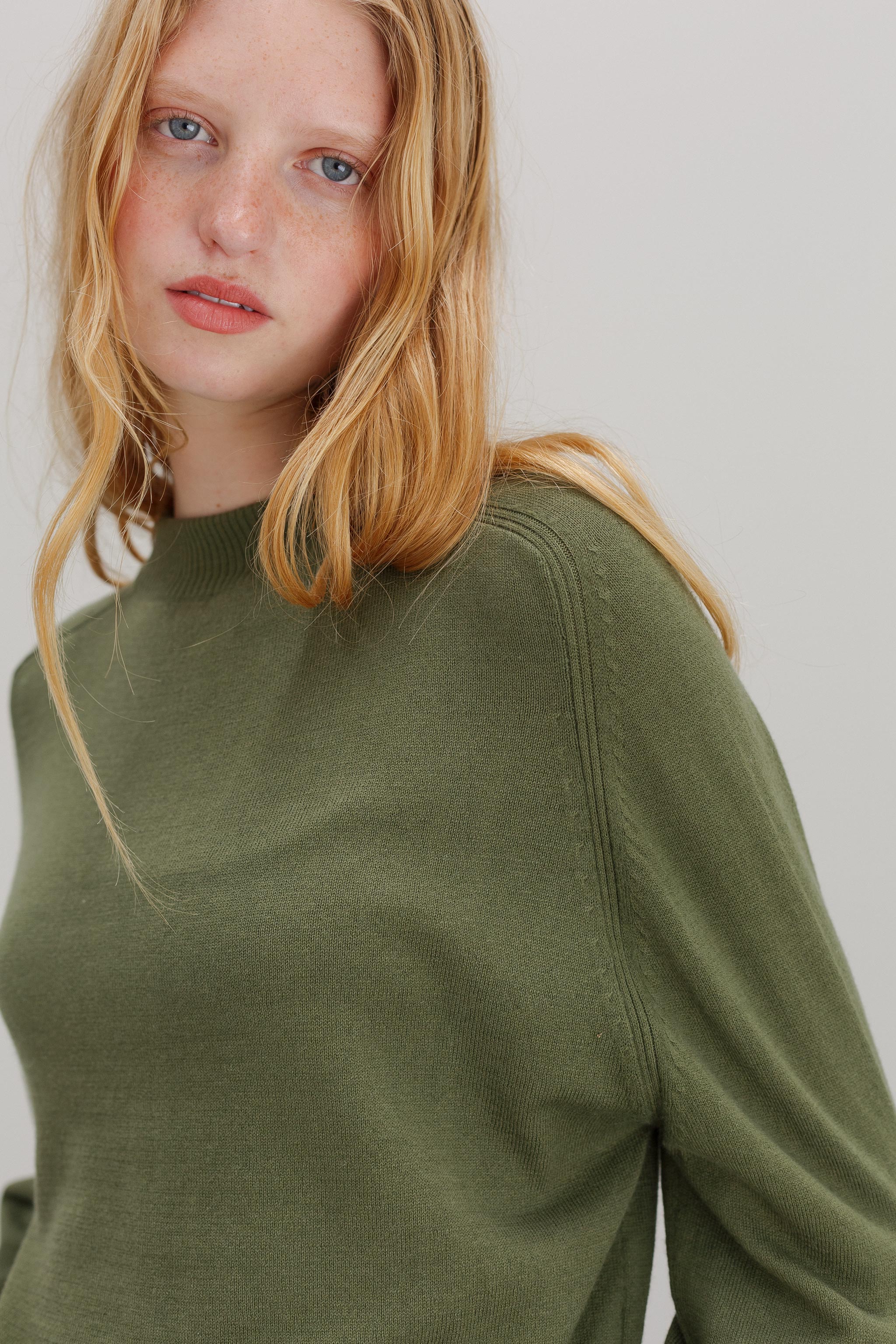 Florin Cashmere Cotton Jumper - Olive