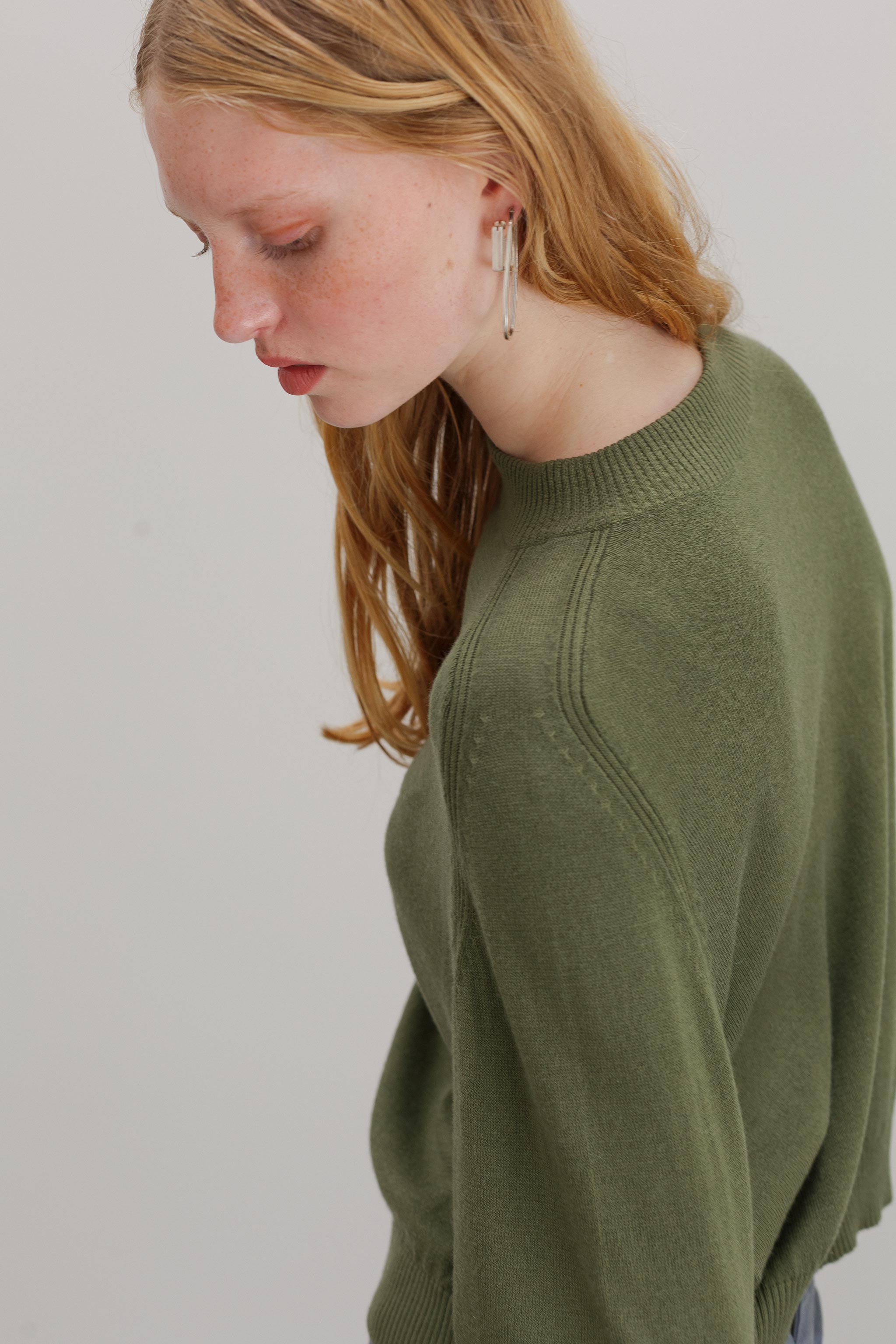 Florin Cashmere Cotton Jumper - Olive