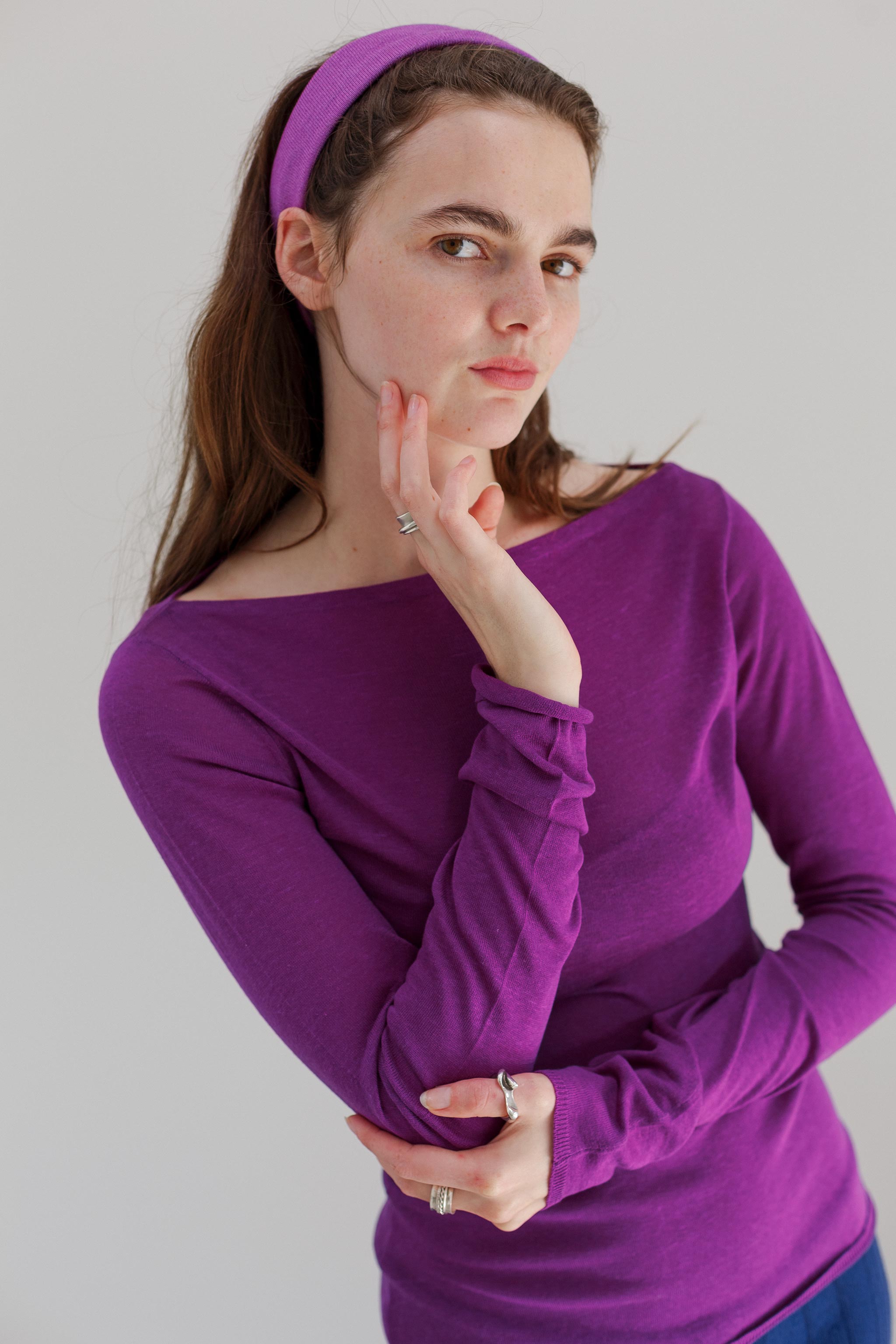 Rei Silk Cashmere Band - Deep Lilac