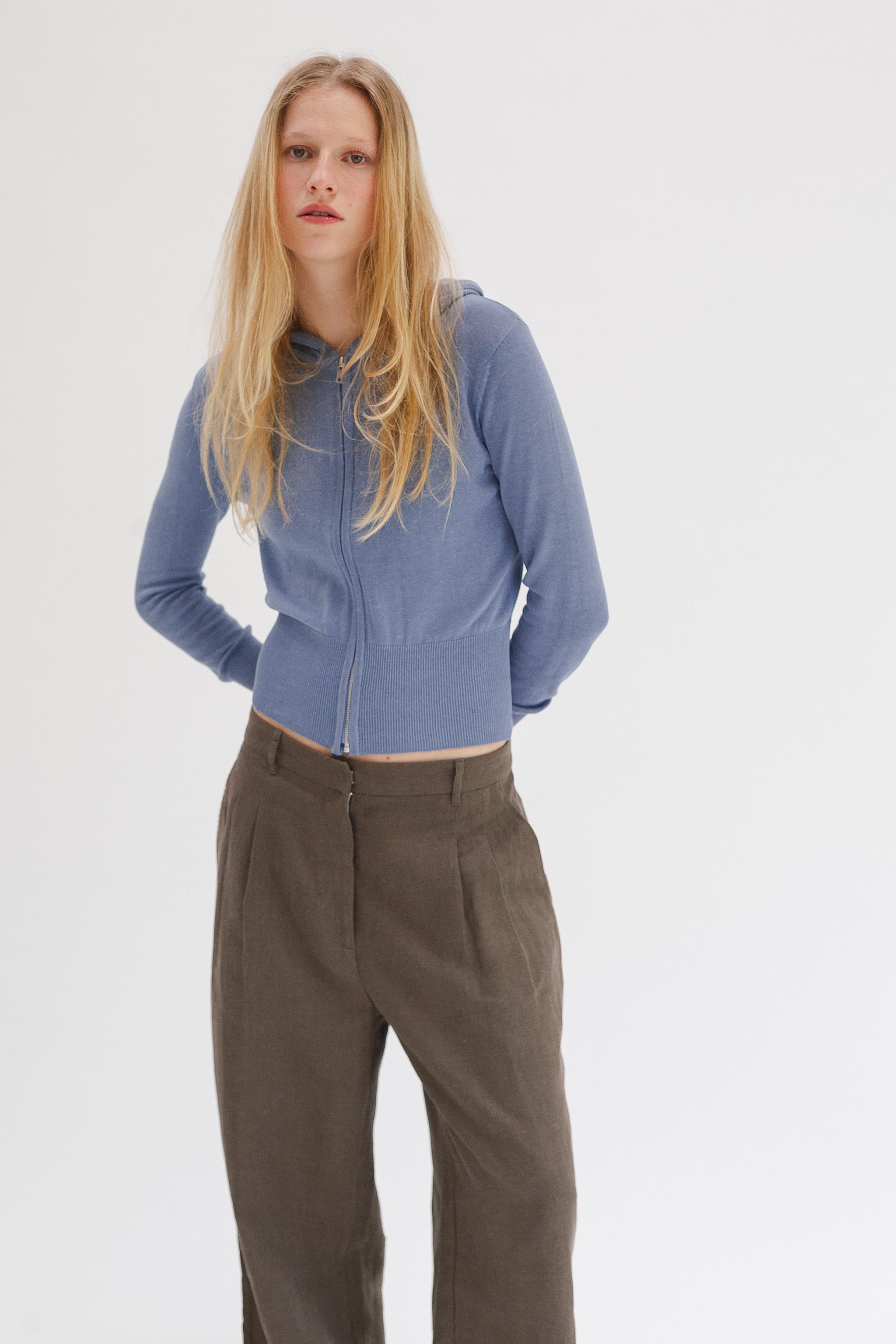 Wes Silk Cotton Hoodie - Bluebell