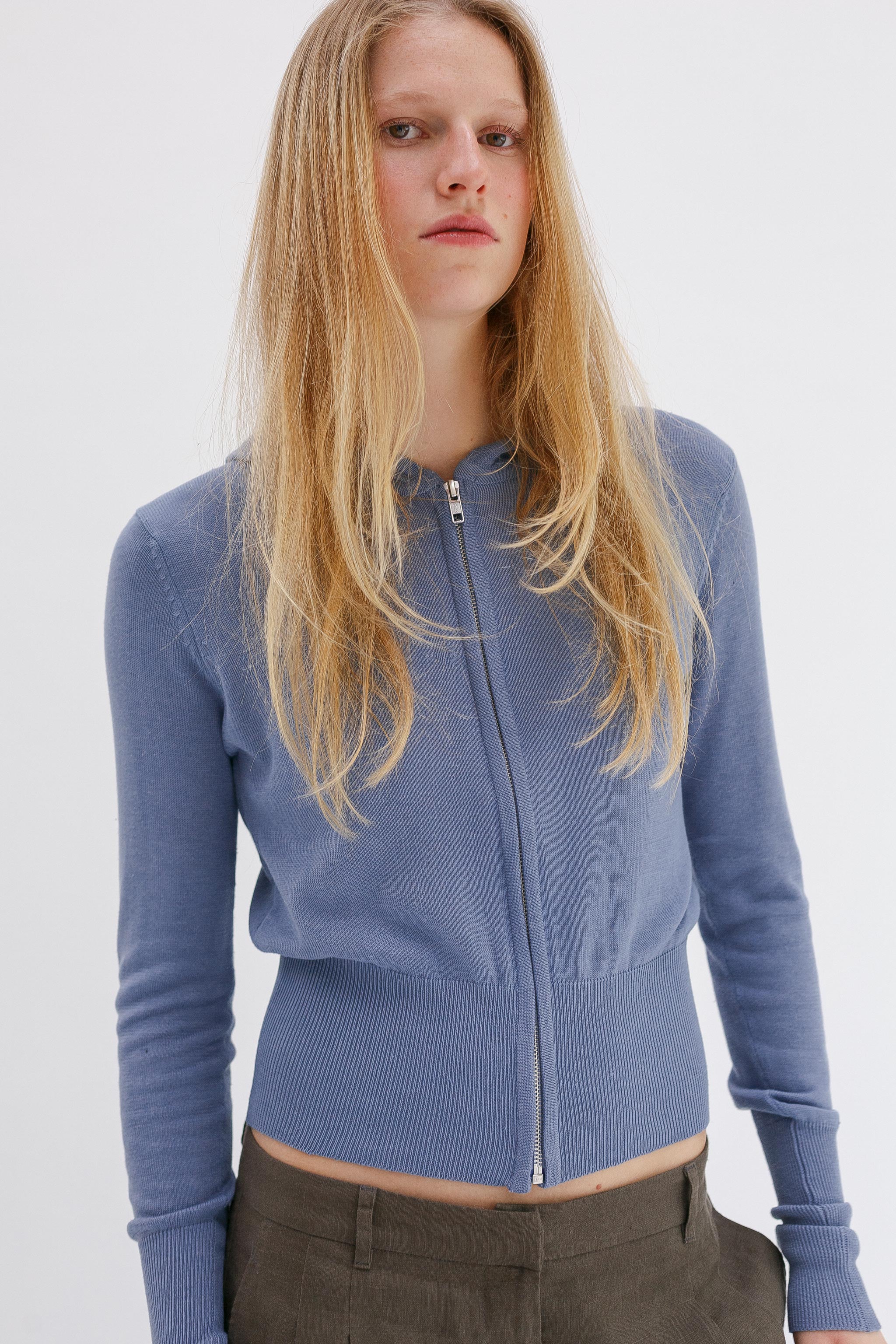 Wes Silk Cotton Hoodie - Bluebell