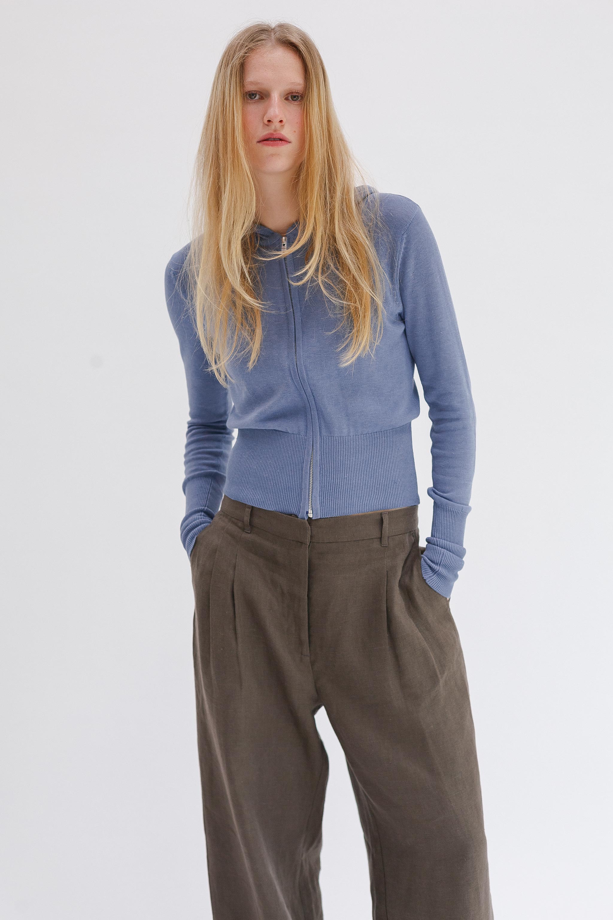 Wes Silk Cotton Hoodie - Bluebell