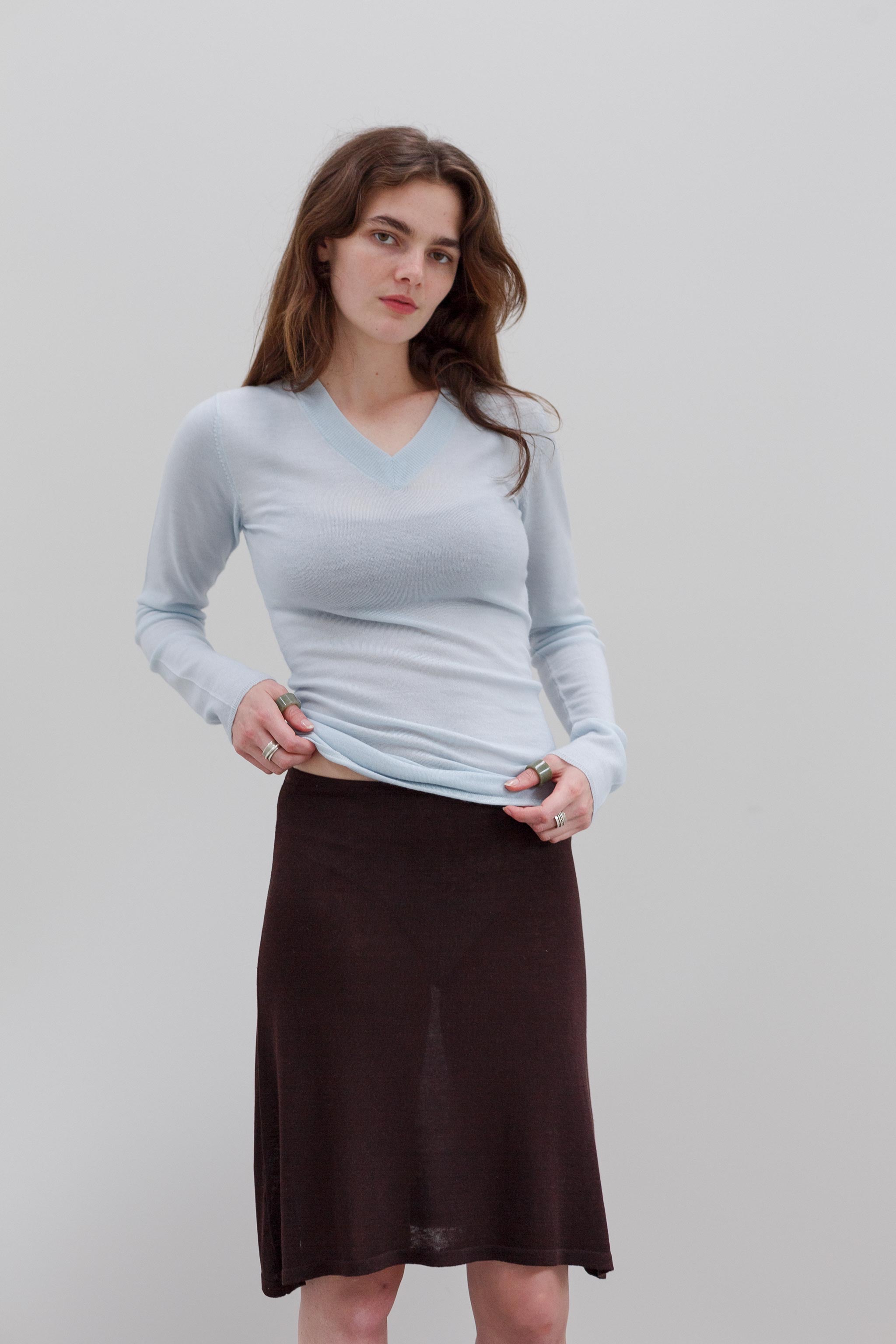 Cantella Silk Skirt - Coffee