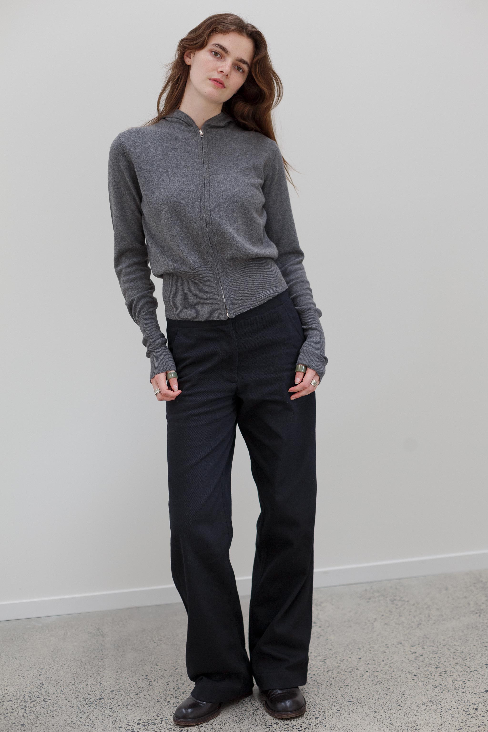 Wes Silk Cotton Hoodie - Marl Grey