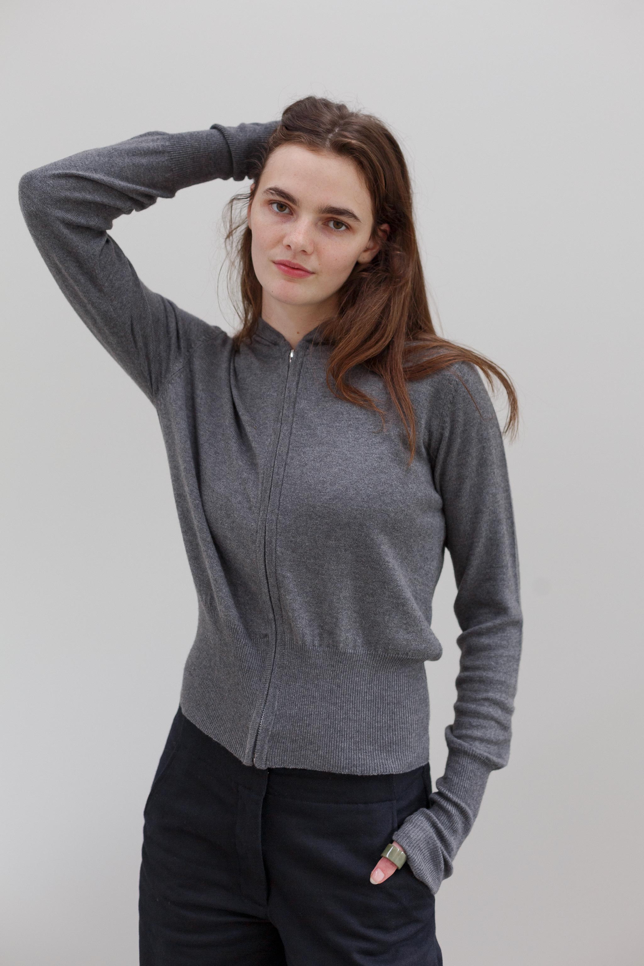 Wes Silk Cotton Hoodie - Marl Grey
