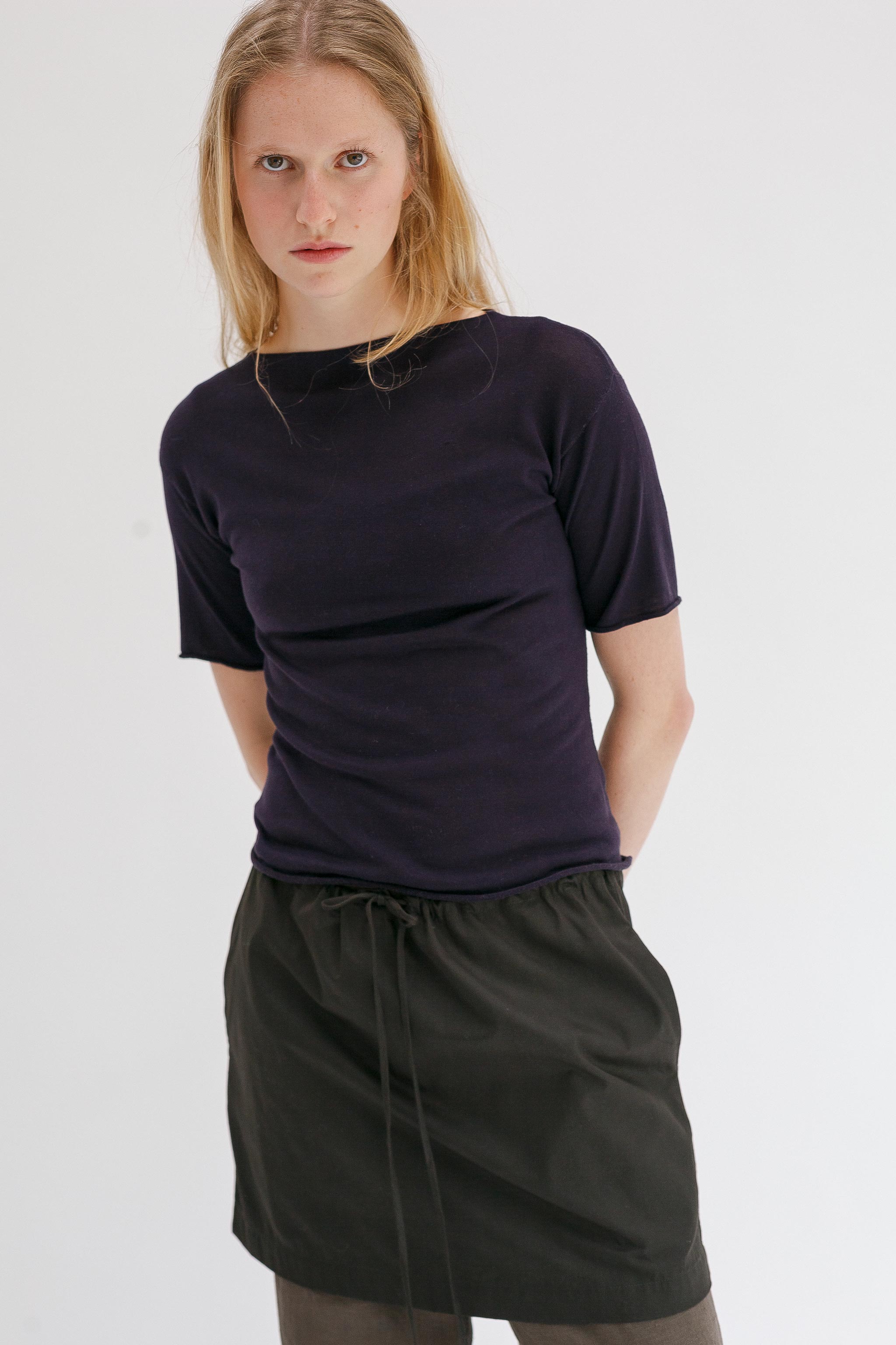Rolla Silk Cotton Tee - Aubergine
