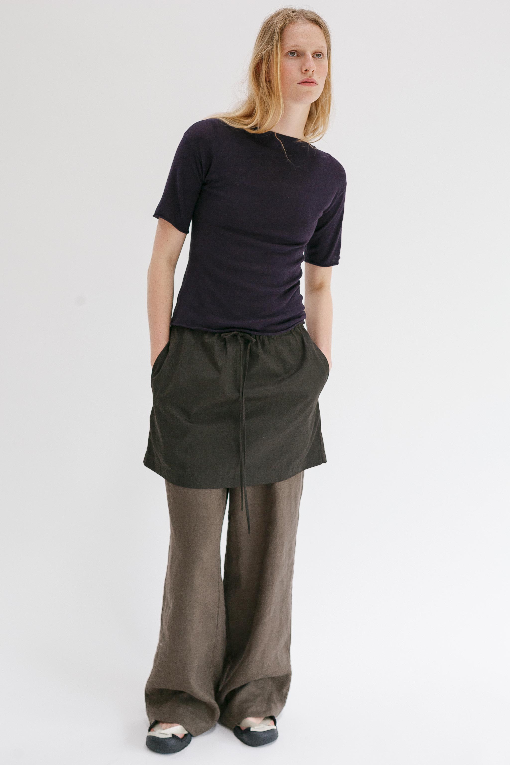 Rolla Silk Cotton Tee - Aubergine