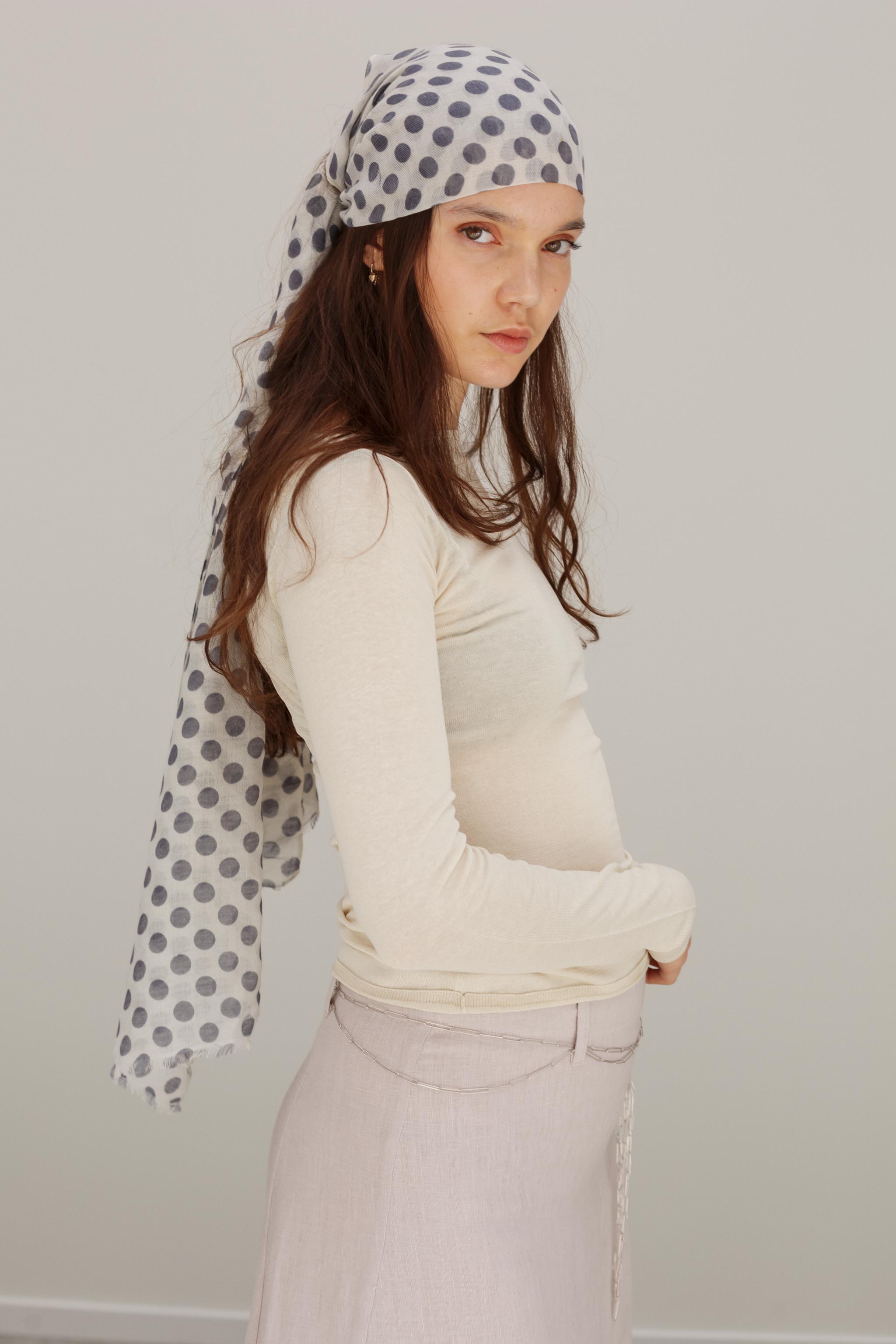 Raffy Cashmere Silk Scarf - Polka Dot