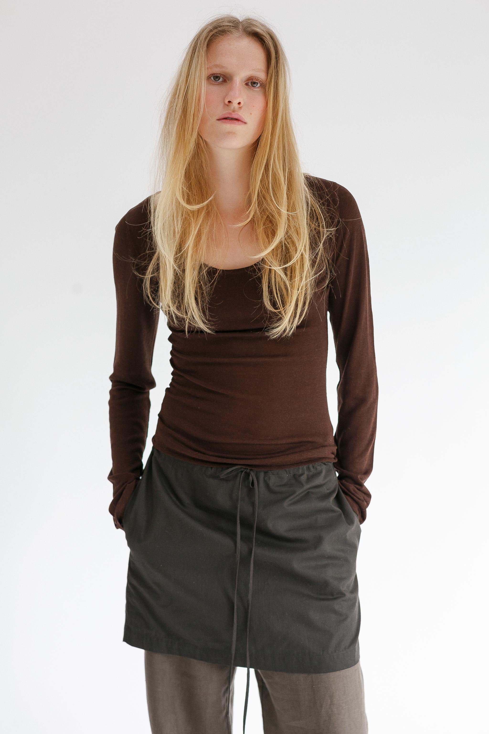 Swan Silk Top - Cacao