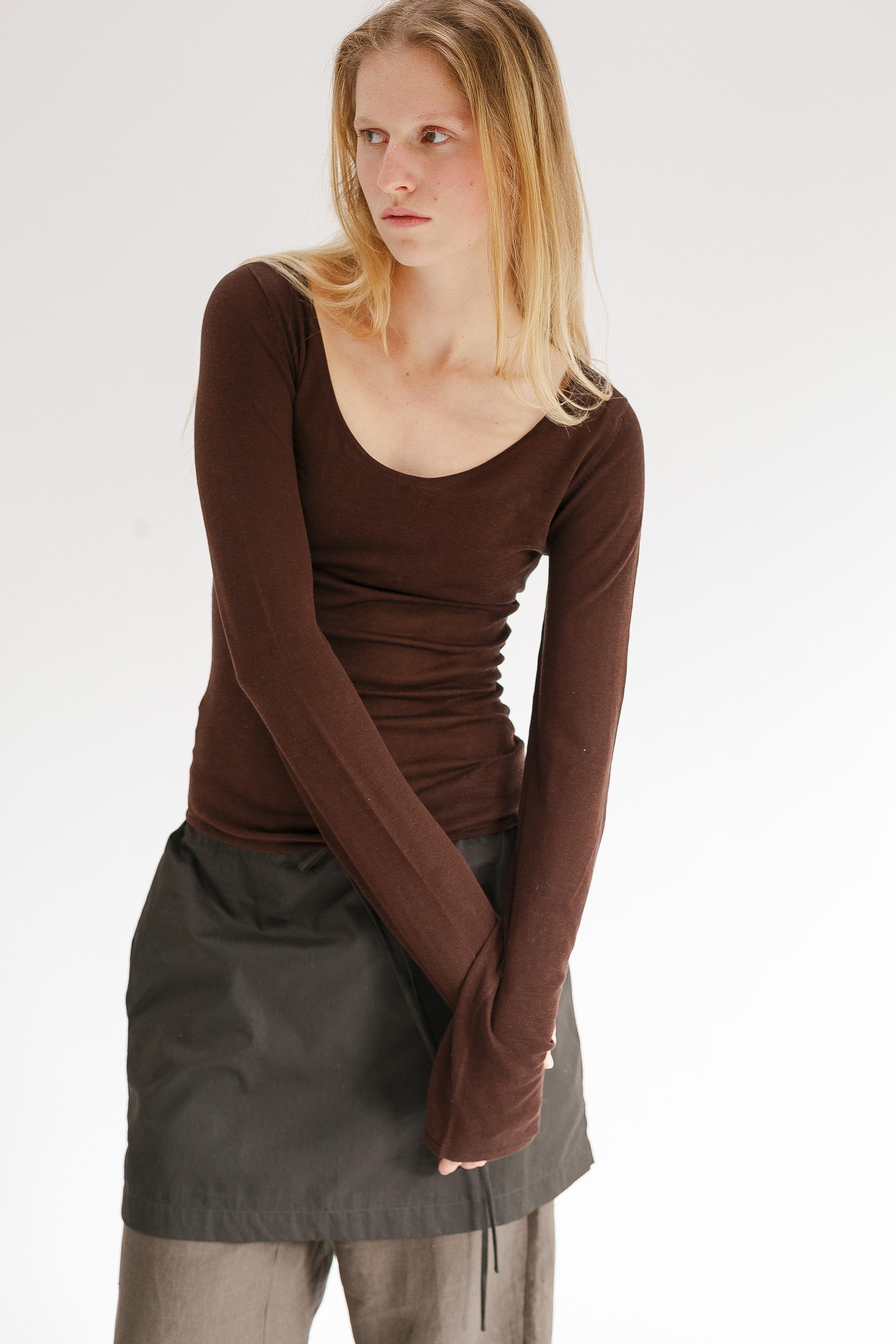 Swan Silk Top - Cacao