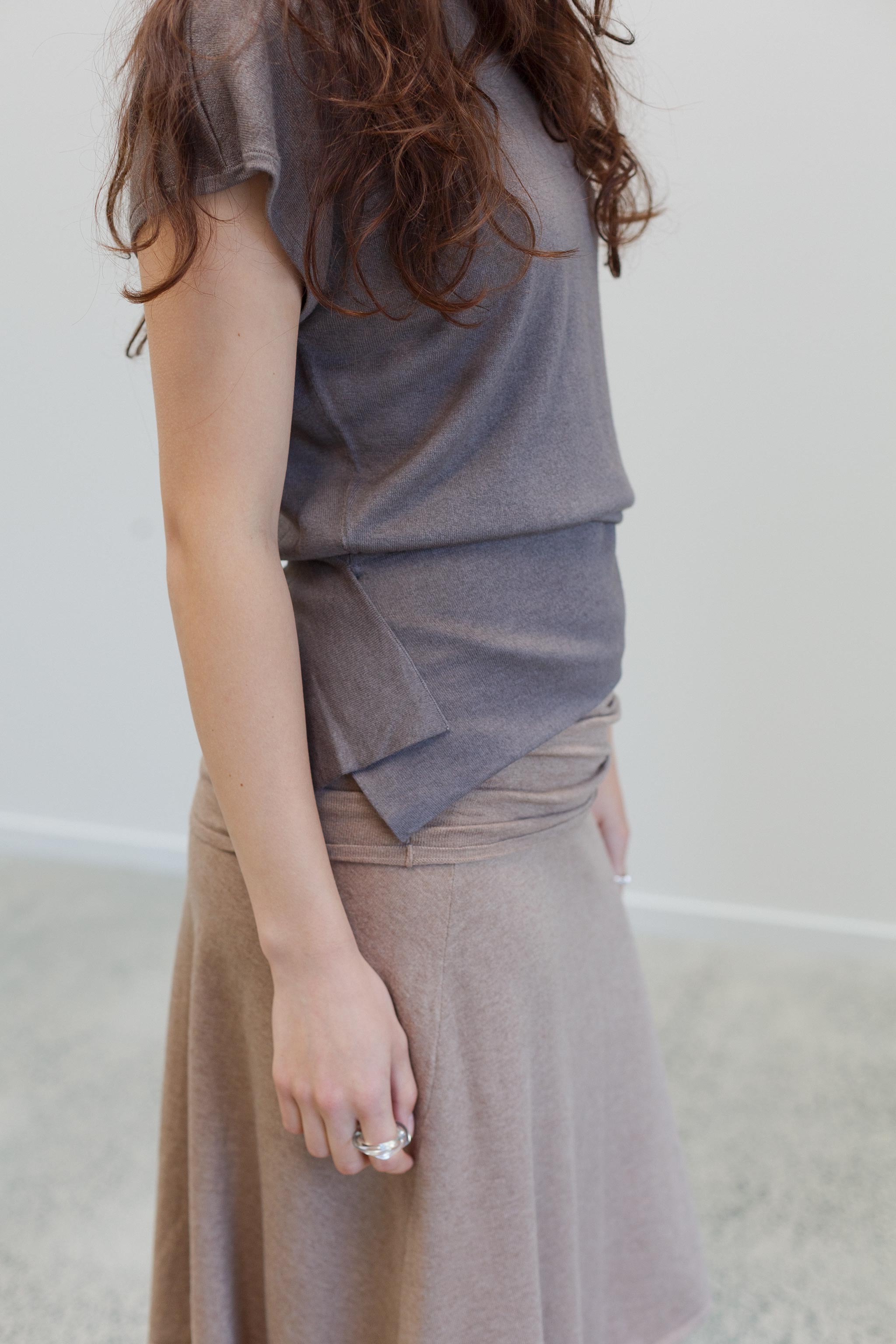 Sakita Silk Cashmere Peplum - Flaxen