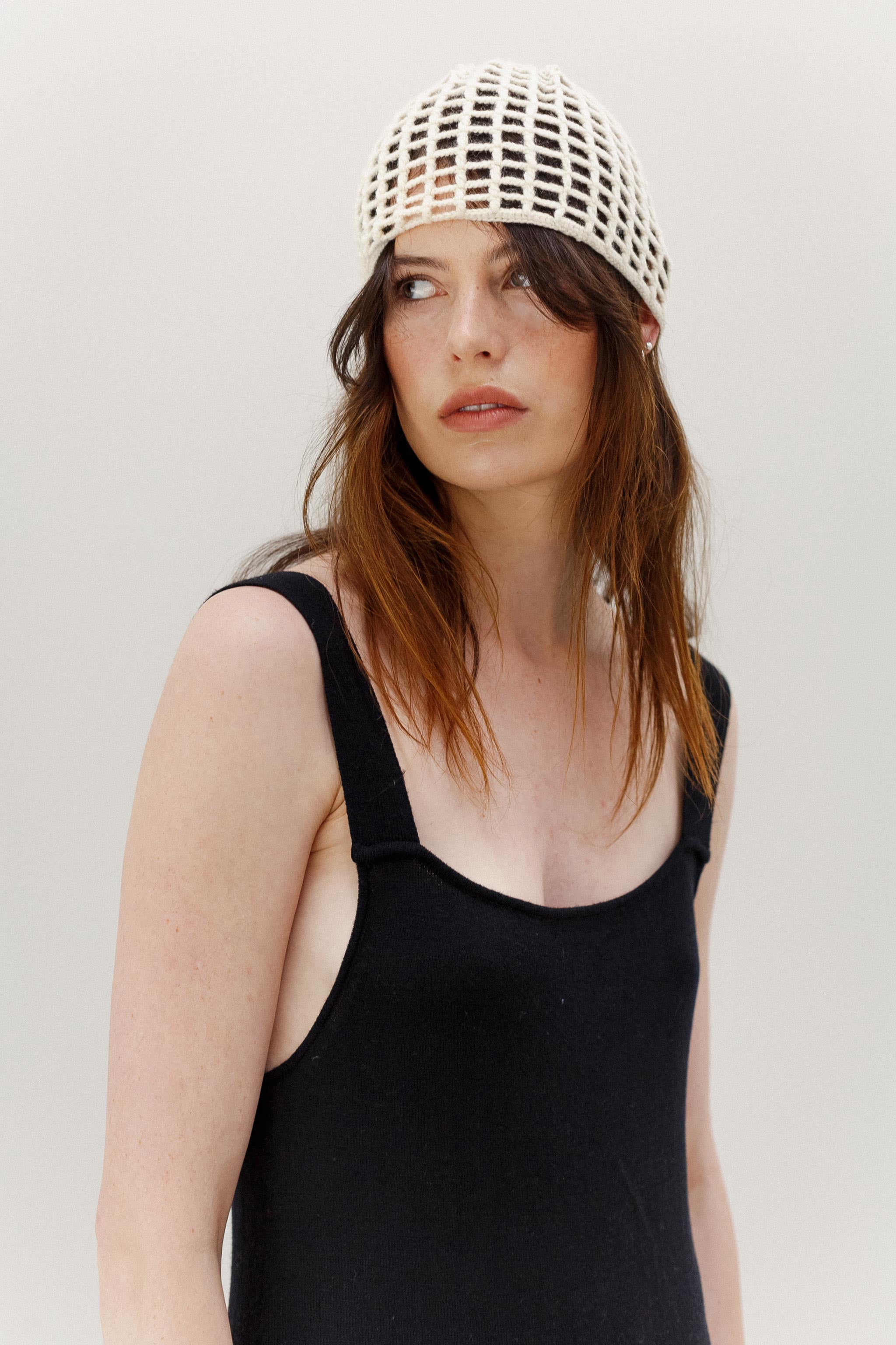 Crochet Cashmere Cap - Cream