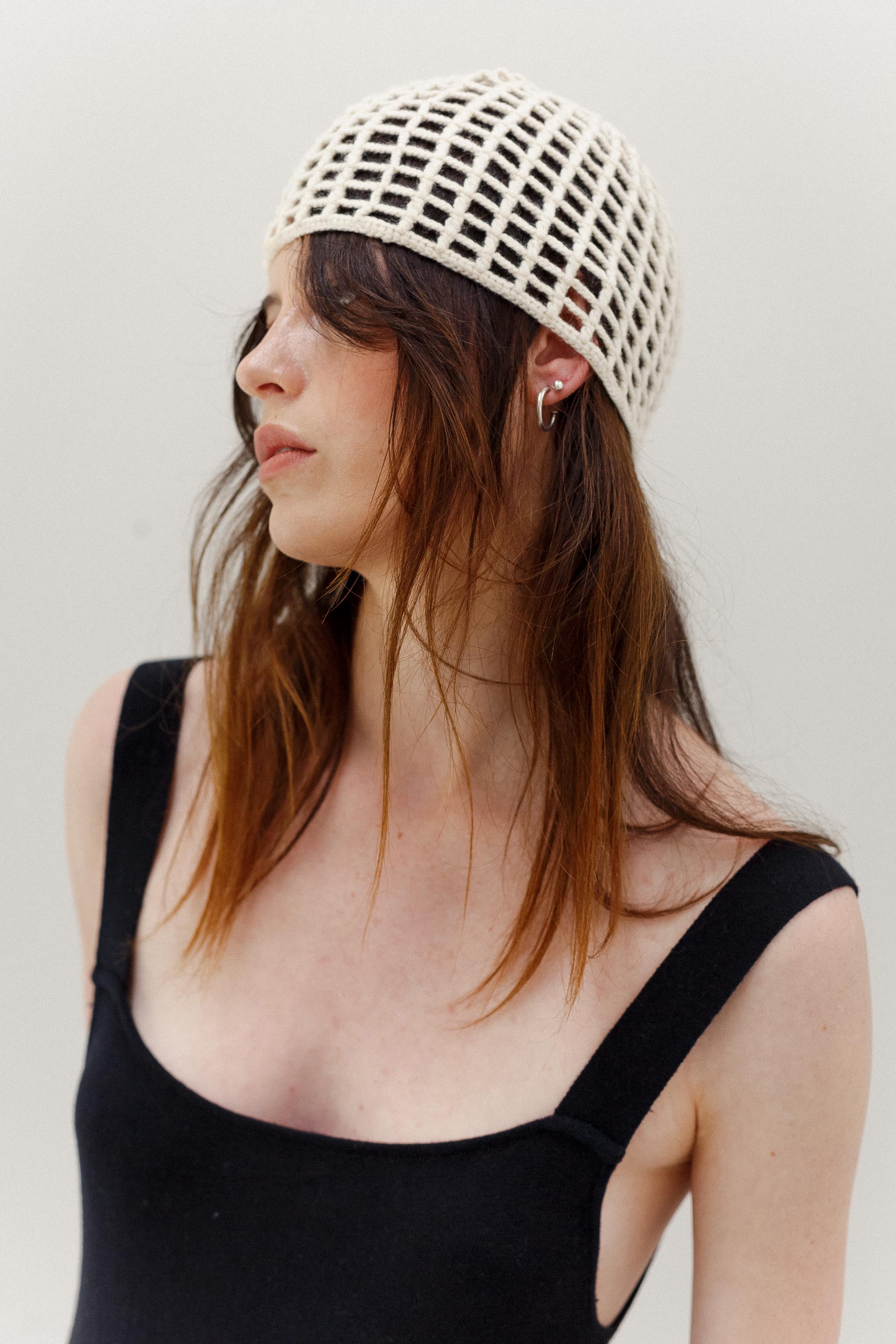 Crochet Cashmere Cap - Cream