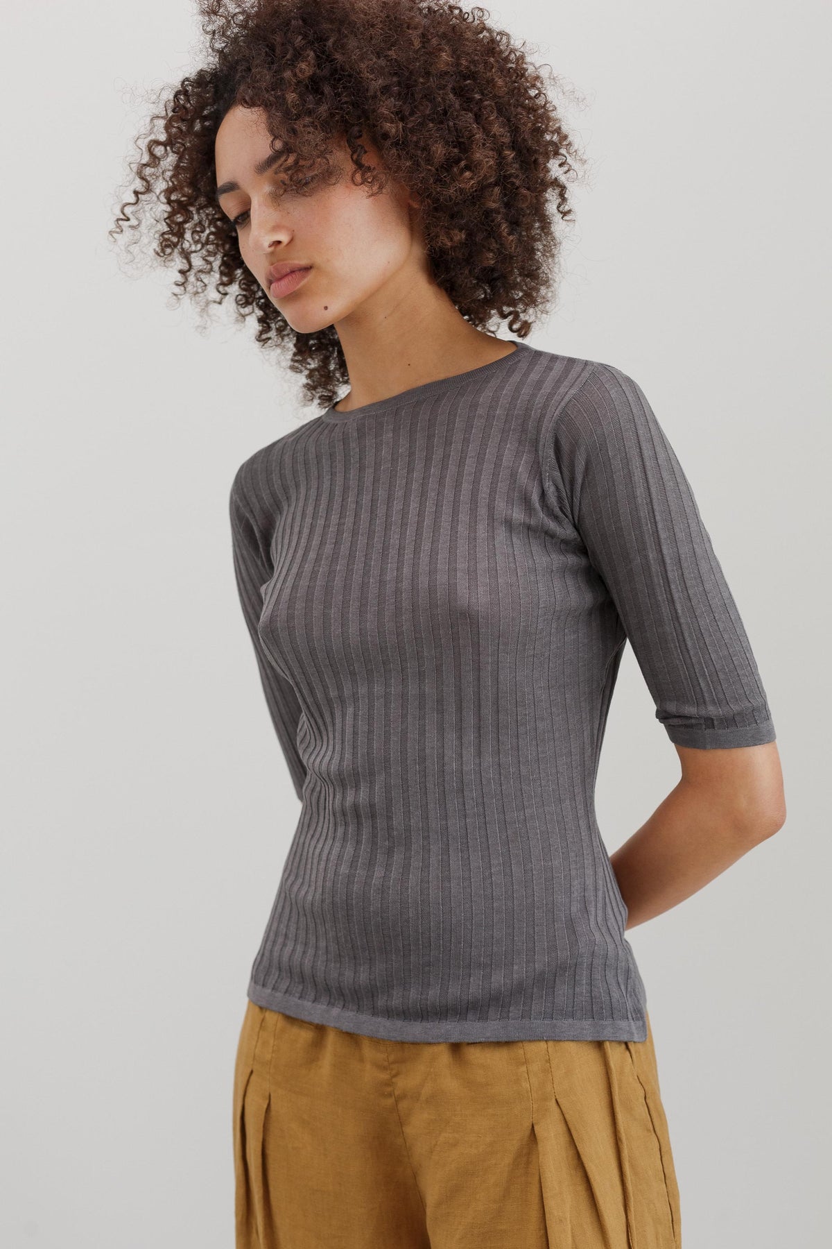Veins Silk Top - Grey