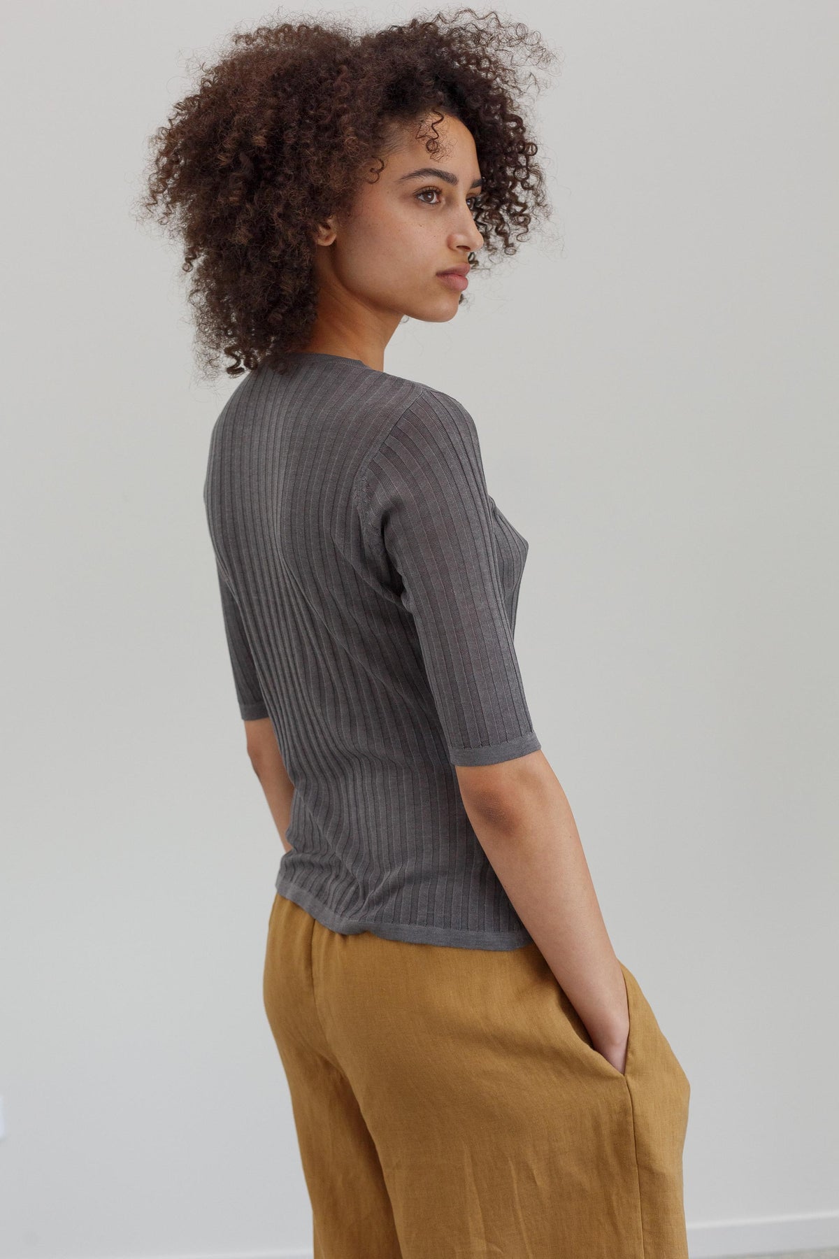 Veins Silk Top - Grey