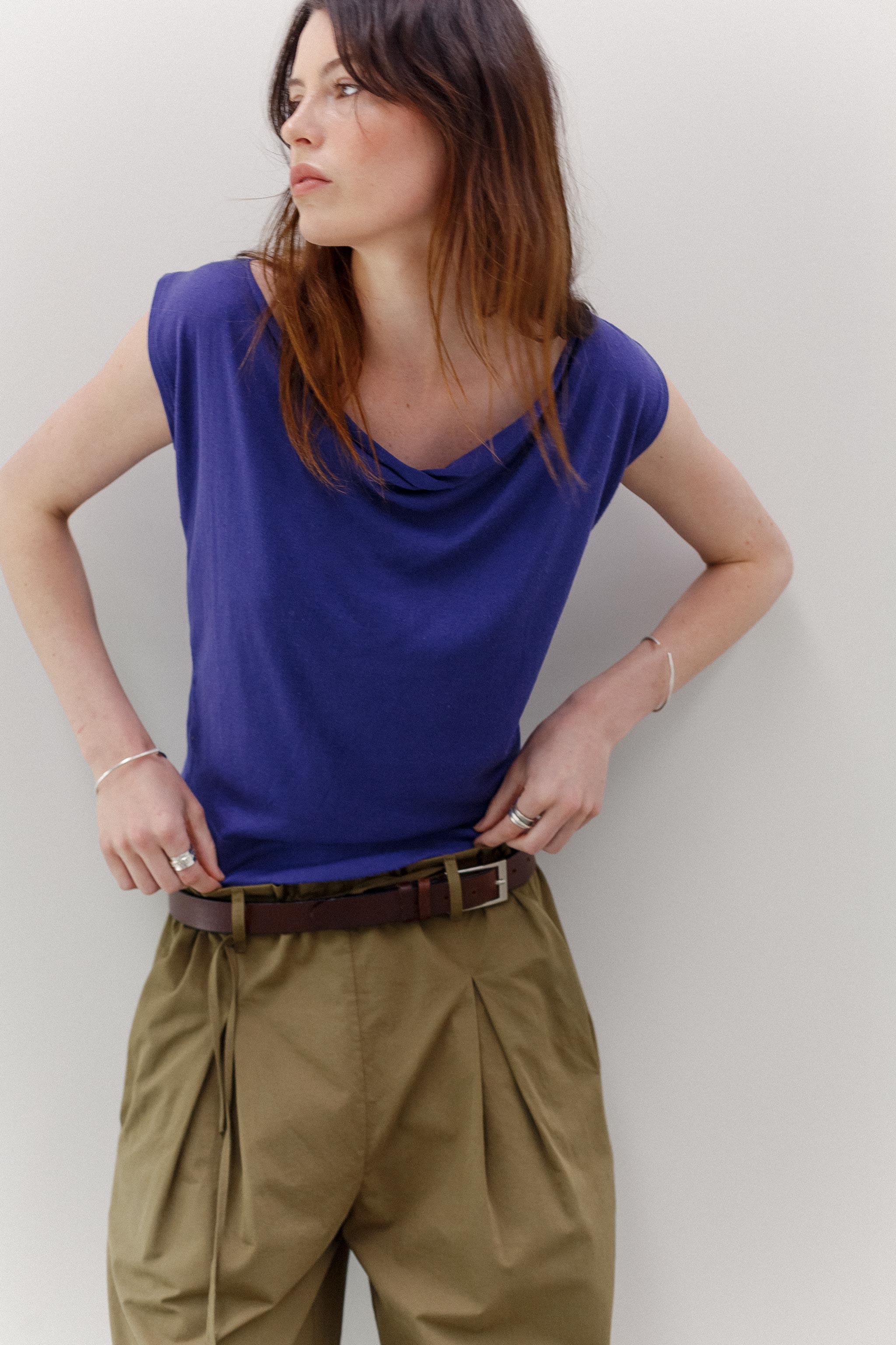 Peace Lily Silk Cotton Top - Royal Purple