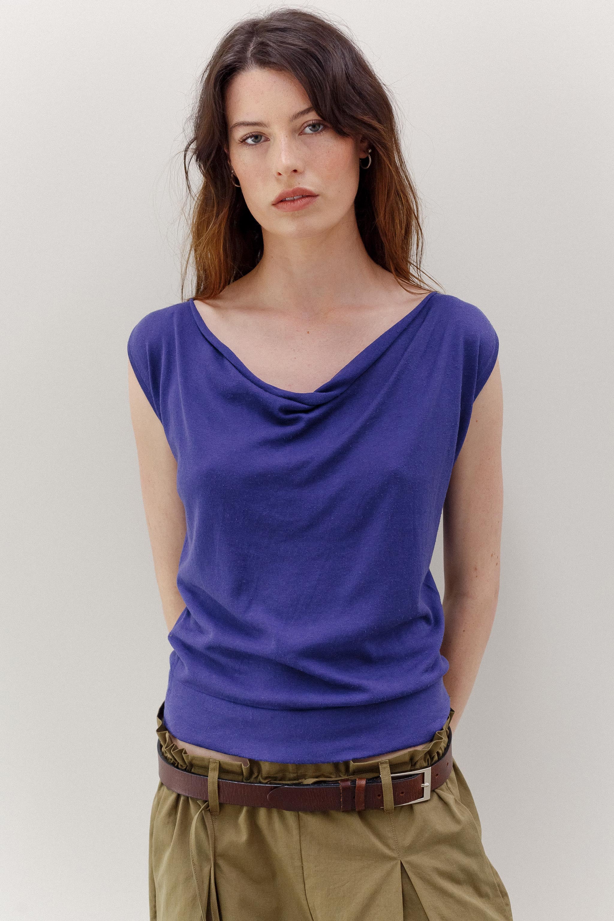 Peace Lily Silk Cotton Top - Royal Purple