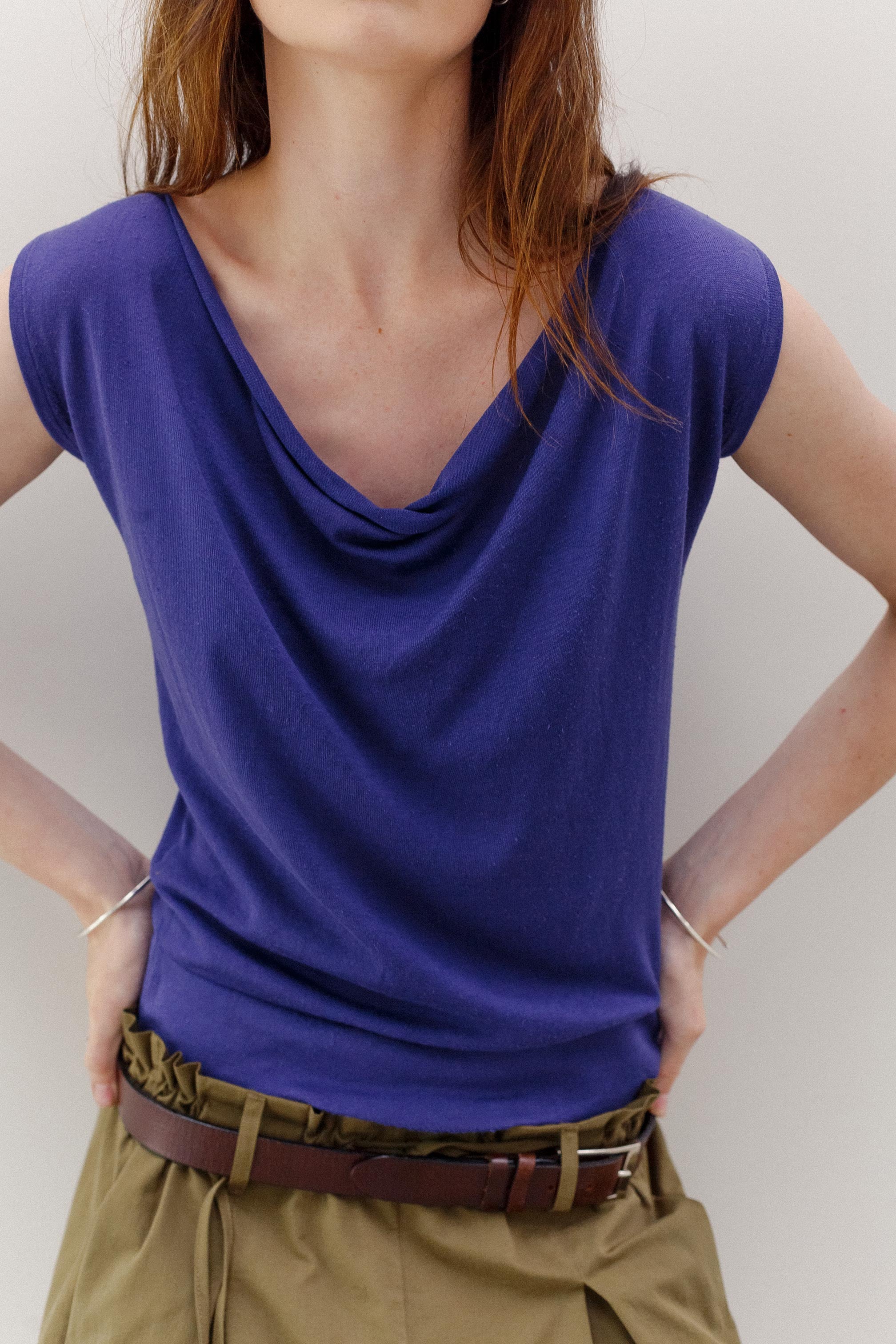 Peace Lily Silk Cotton Top - Royal Purple