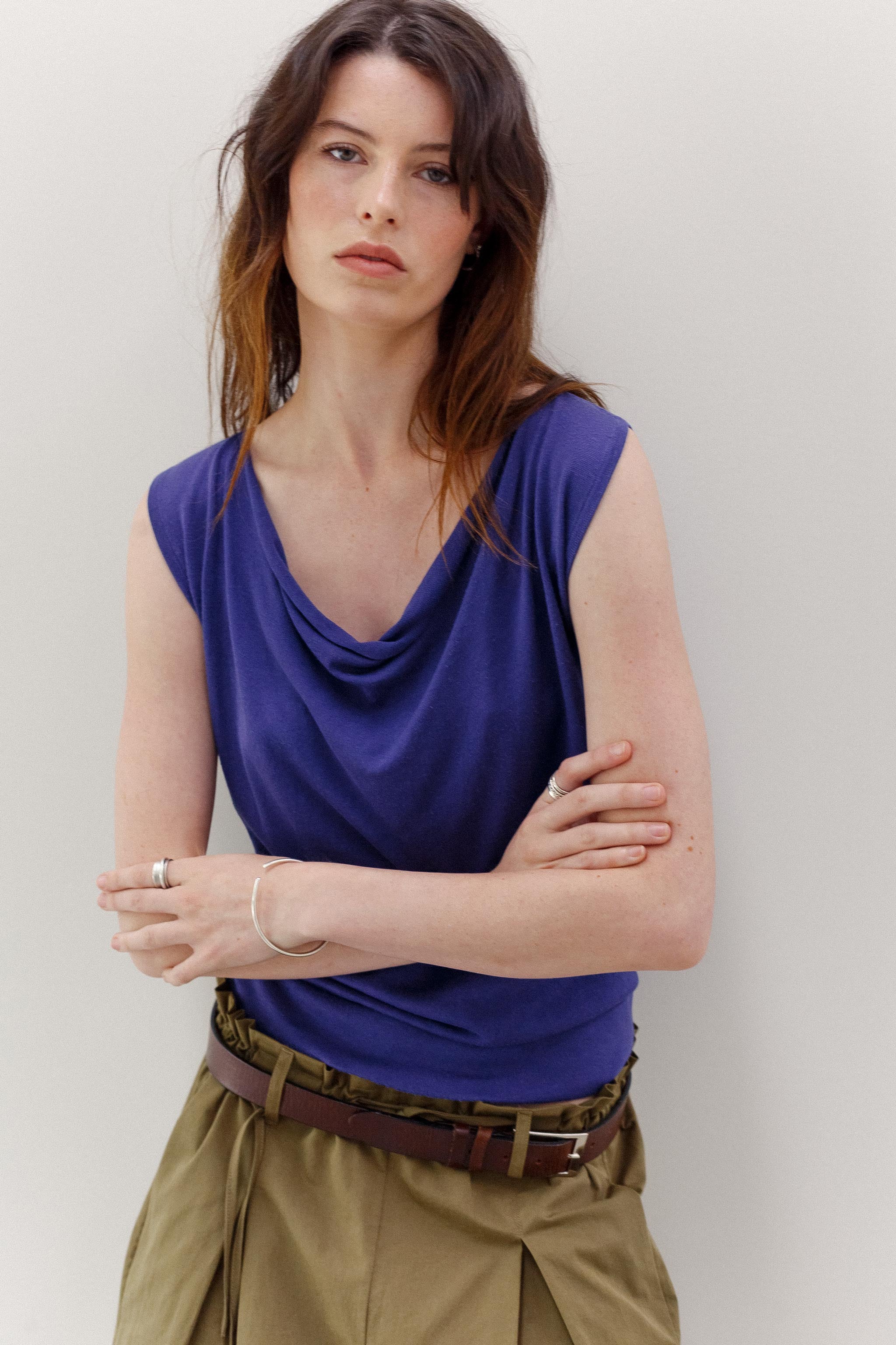 Peace Lily Silk Cotton Top - Royal Purple