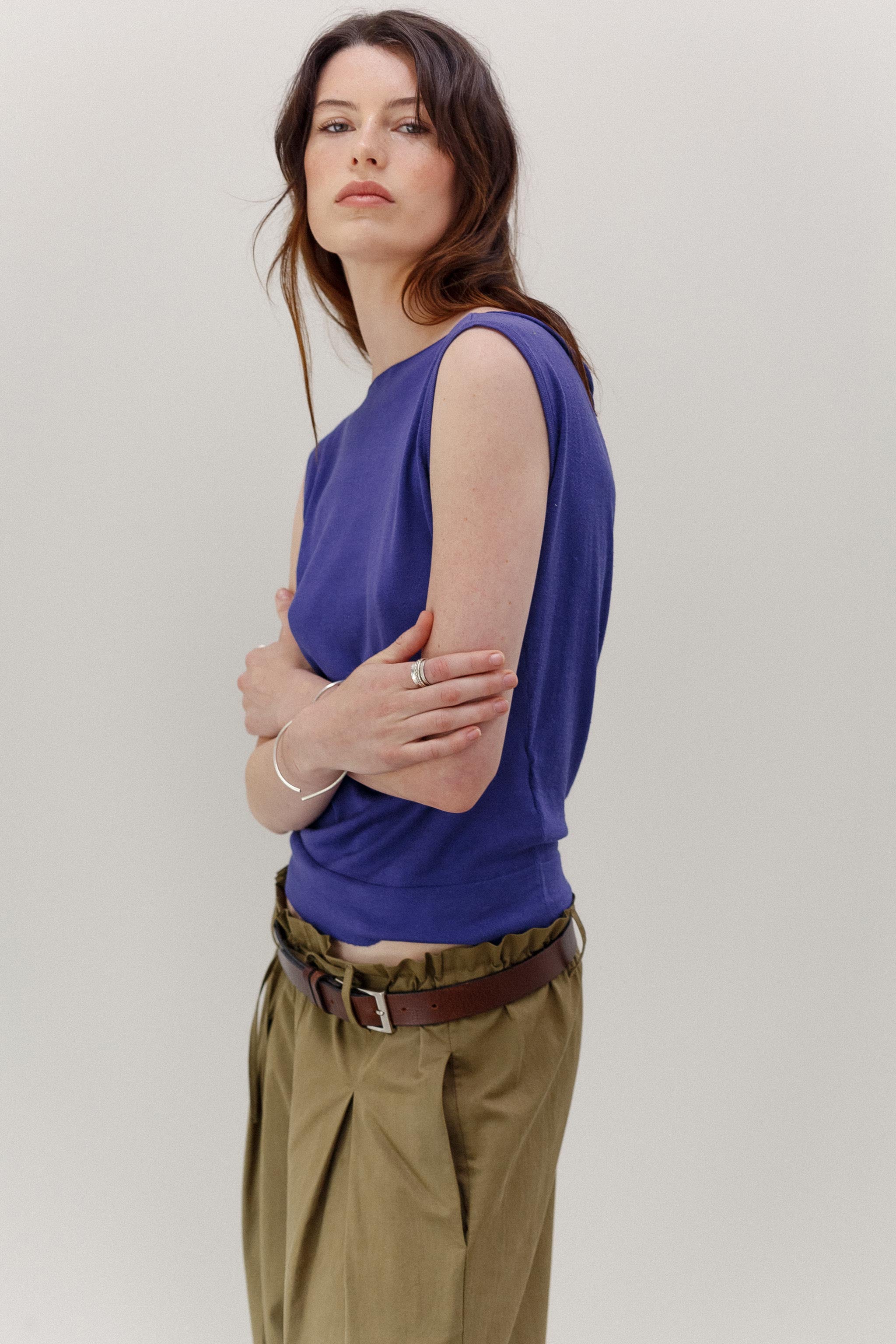 Peace Lily Silk Cotton Top - Royal Purple