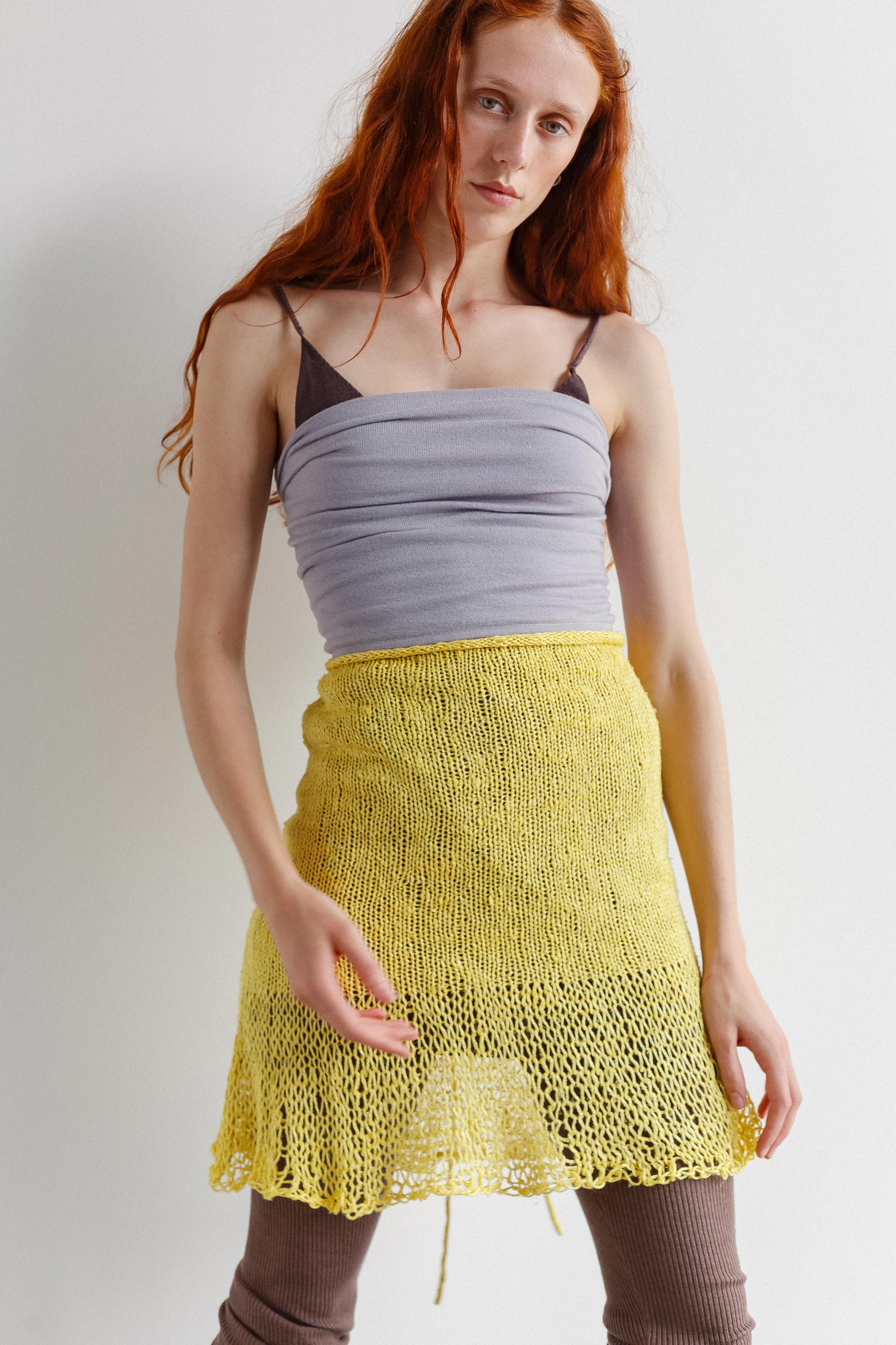 Juno Hand Knitted Silk Skirt - Yellow
