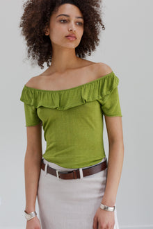 Flower Silk Top - Mantis