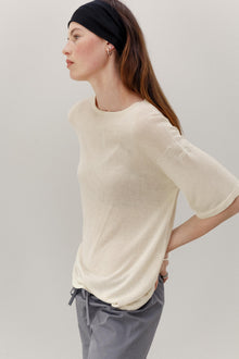 Mink Silk Embroidery Tee - Shell