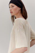 Mink Silk Embroidery Tee - Shell