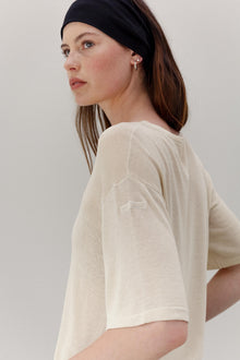 Mink Silk Embroidery Tee - Shell