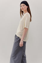 Mink Silk Embroidery Tee - Shell