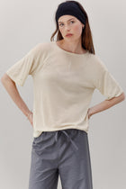 Mink Silk Embroidery Tee - Shell