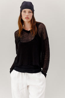 Ravel Linen Top - Black
