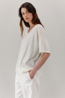 Kind Hemp Embroidery Tee - Blanc