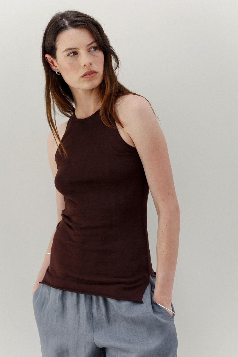 Tama Silk Cotton Tank - Cacao