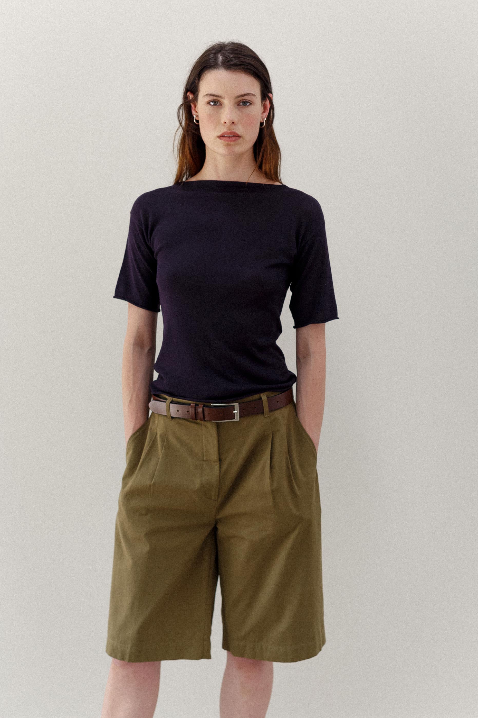 Rolla Silk Cotton Tee - Aubergine